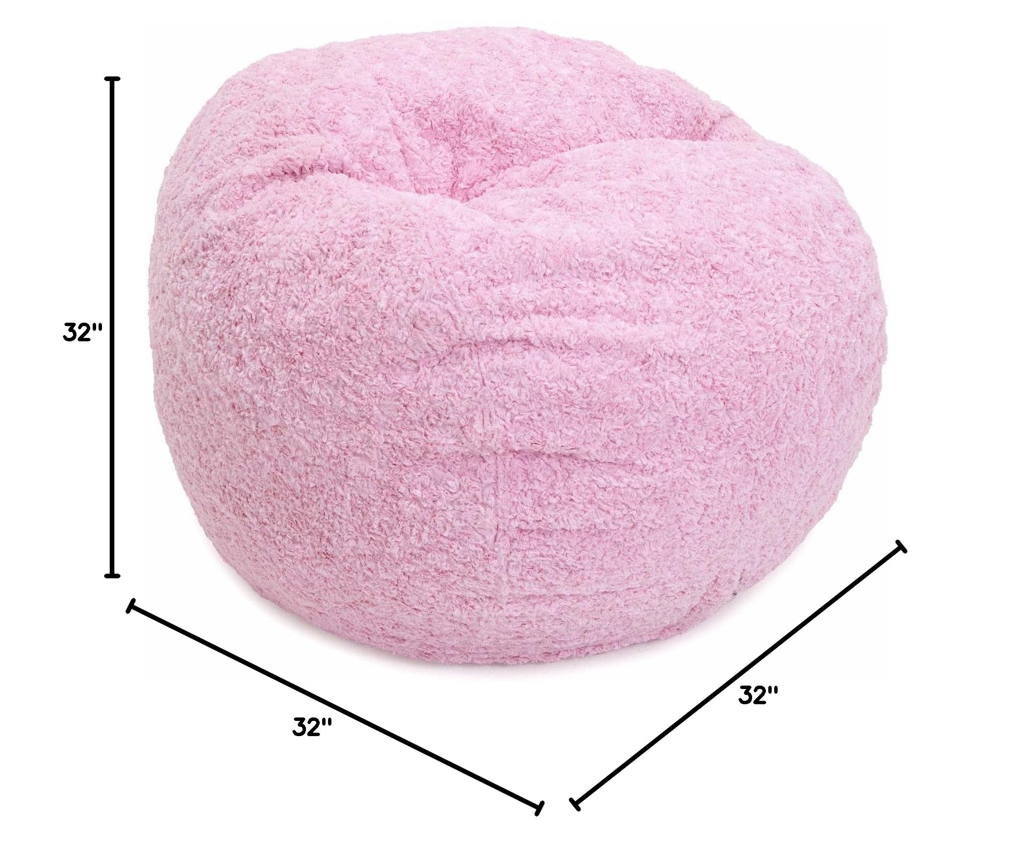 CordaRoy's Convertible Faux Fur Bean Bag Chair - Pink Youth Size | Foldable from Bean Bag to Lounger | As Seen on Shark Tank | Perfect for Kids' Rooms, Dorm Decor & Cozy Reading Nooks
