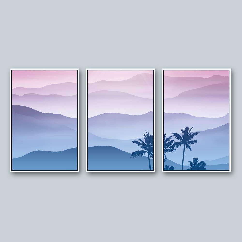 Wall26 3-Panel Framed Mountain Landscape Canvas Art - 16x24 Inch Ready to Hang Wall Decor for Living Room & Bedroom - Perfect for Modern Home, Office & Dormitory Decoration