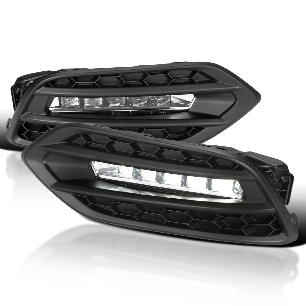 Spec-D Tuning Chrome LED Fog Lights with Built-In LED Bulbs + Switch - Compatible with 2019-2020 Honda HR-V (Left + Right Pair) - Upgrade Your Night Driving Safety & Style