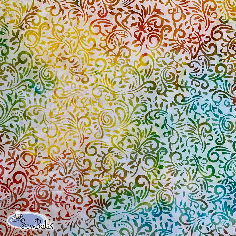 115 Batik Cotton Fabric - Phoenix & Rainbow Sherbet Design [30 CUT ONLY] for Quilting, Dressmaking & DIY Crafts