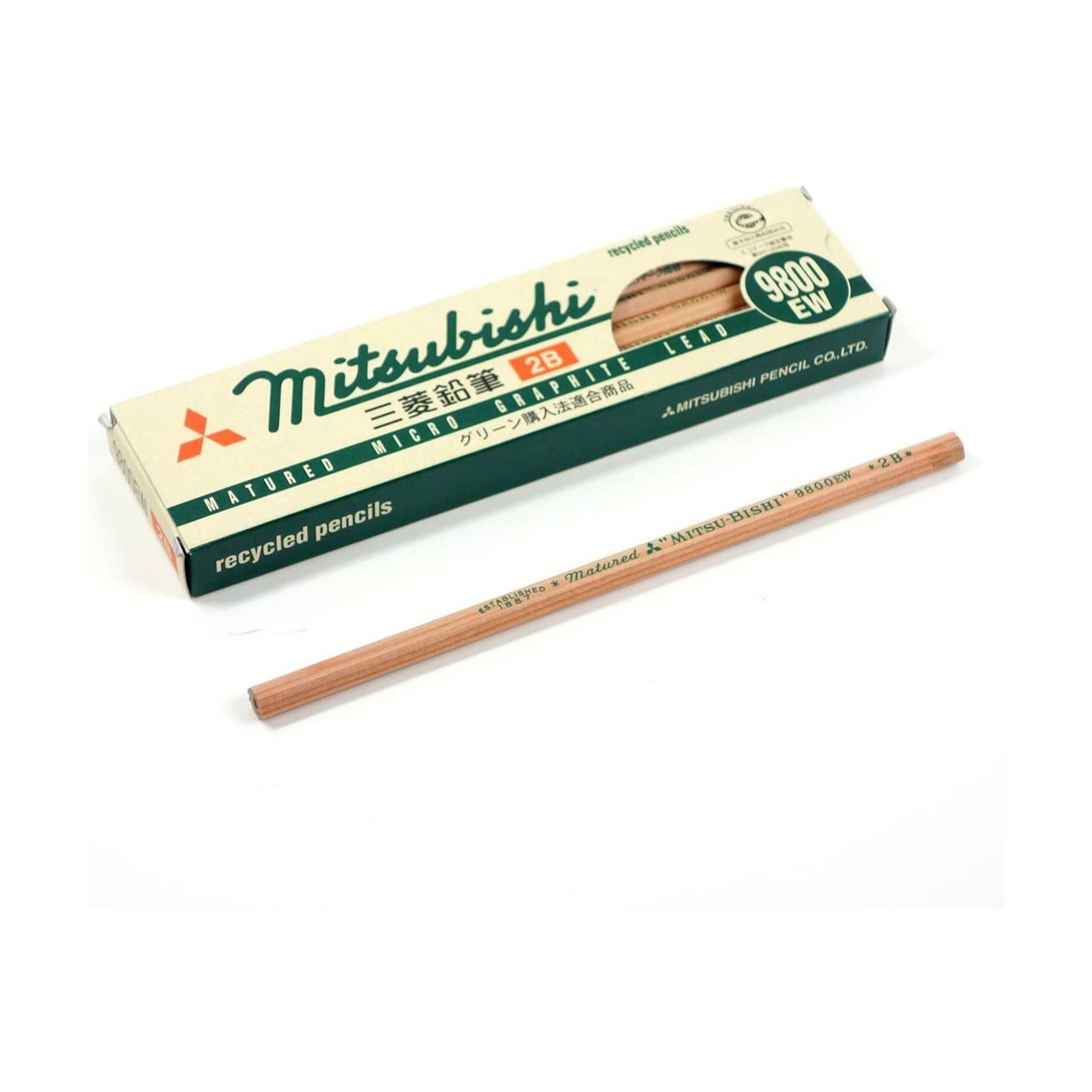 Premium 9800 EW Wooden Pencils - 12 Pack (1 Dozen) by Uni Mitsubishi - Perfect for School, Office & Art Sketching