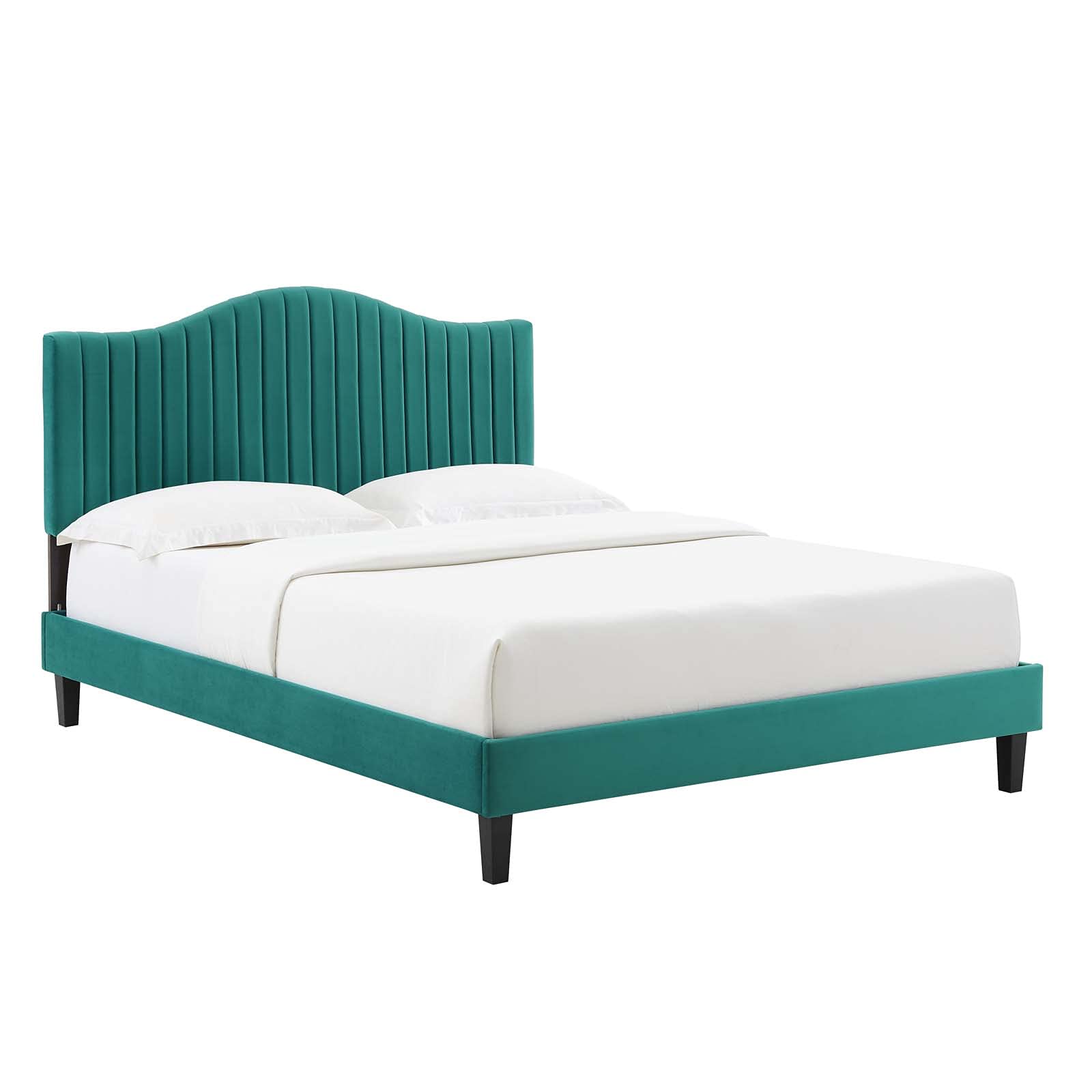 Modway Juniper King Size Platform Bed Frame in Teal - Modern Minimalist Bedroom Furniture for Small Spaces & Guest Rooms