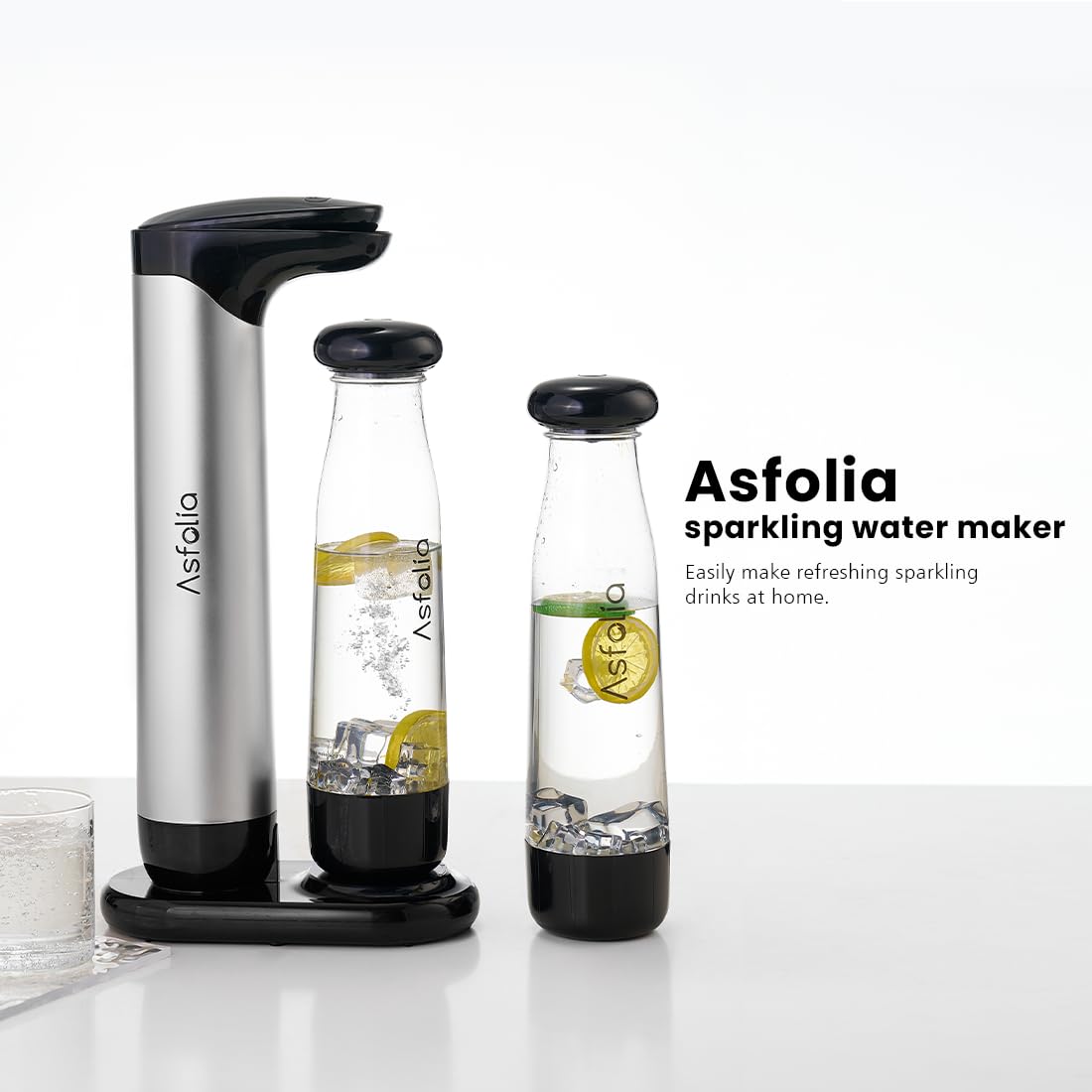 Premium Sparkling Water Maker - Soda Machine for Carbonating Any Drink, Includes 2x 1L BPA-Free Bottles, Works with 60L CO2 Cylinders (Not Included) - Enhance Flavors for Cocktails, Mocktails & Healthy Hydration (Silver) - Perfect for Home Bars, Parties & Daily Refreshment