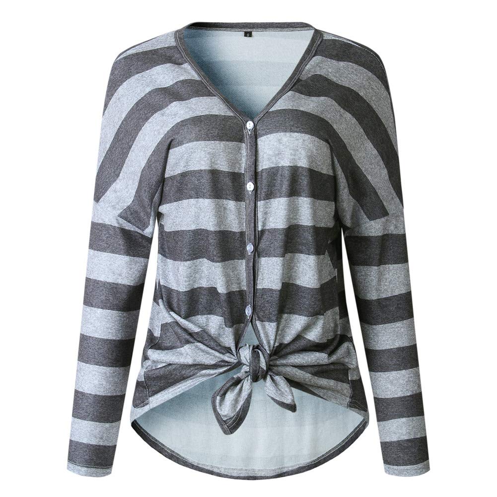Sorrica Women's Loose Fit Waffle Knit Henley Shirt - Long Sleeve Button Down Tie Front Top for Casual Wear, Office & Fall Layering
