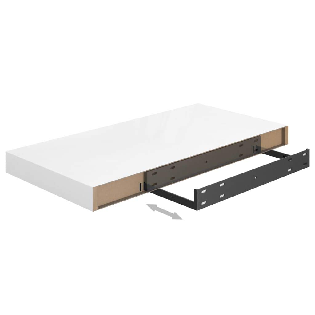 Floating Wall Shelf - Modern White MDF Wall Mounted Display Ledge (19.7