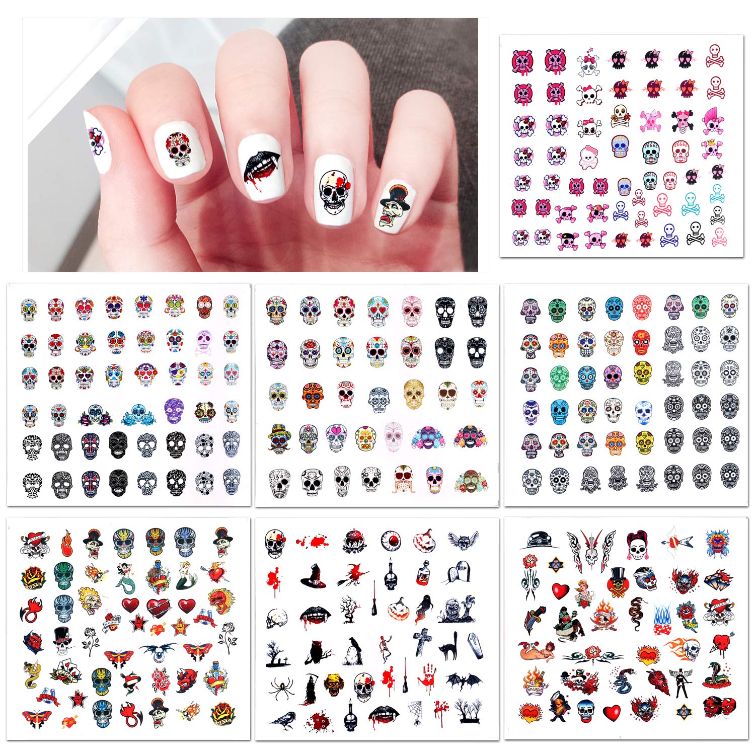 Halloween Nail Art Stickers - 310+ 3D Nail Decals for Kids & Adults, Halloween Cosplay Nail Accessories - Perfect for Halloween Parties, Costume Events and Nail Art DIY