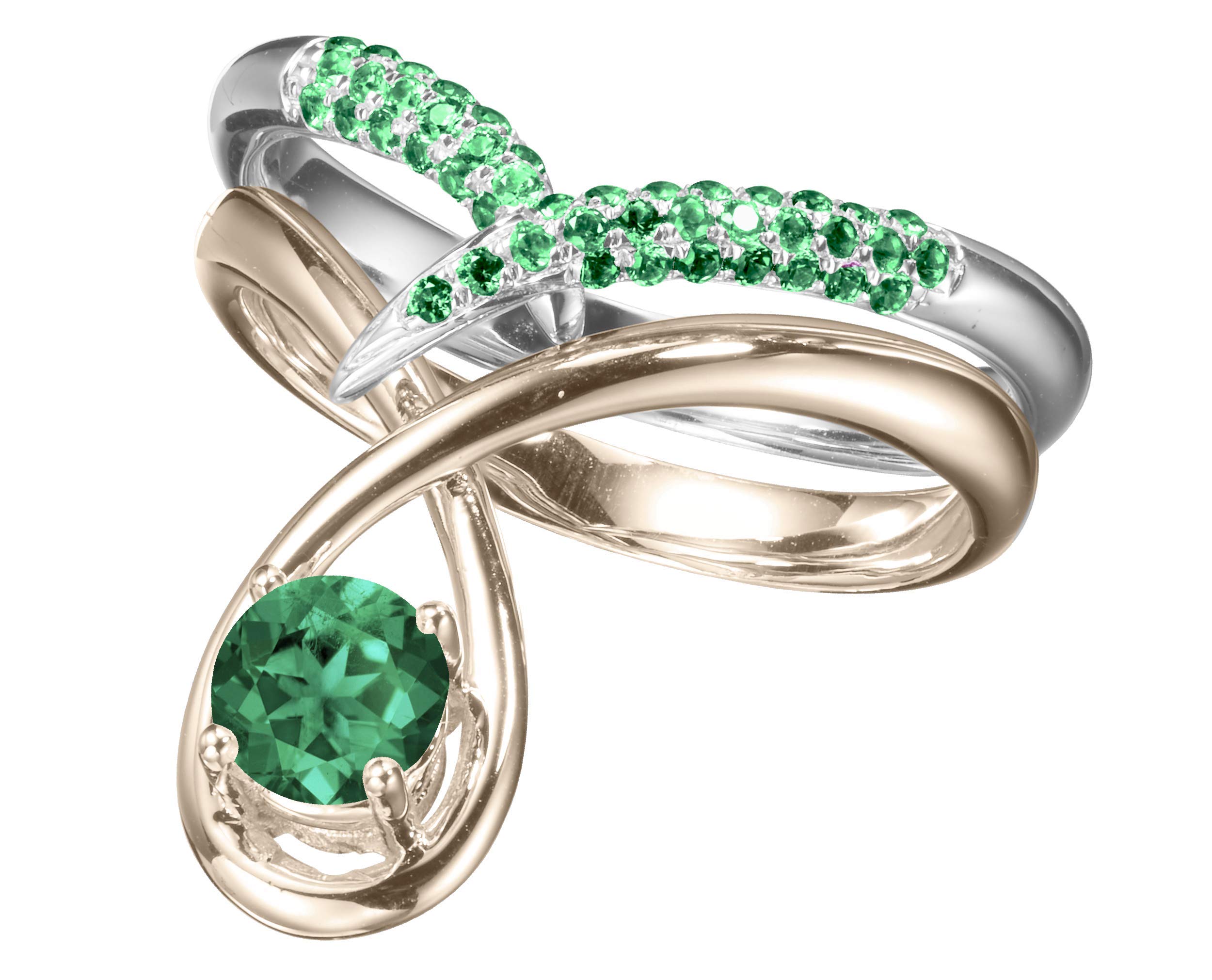 Majade Emerald Engagement Ring - 14K Gold Handmade Eternity Band with Unique Green Gemstone | Alternative Non-Diamond Wedding Ring | Minimalist Curved Design for Proposals & Anniversaries