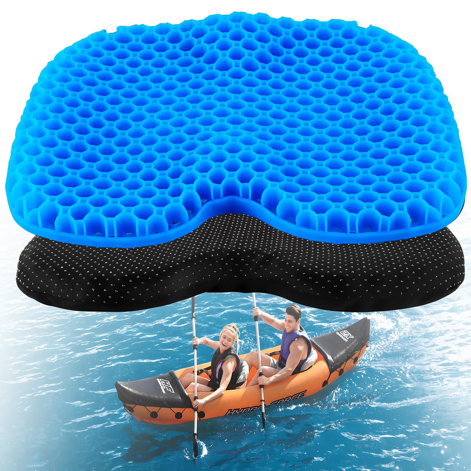 **Premium Anti-Slip Waterproof Kayak Seat Cushion – Thick Gel Boat & Kayak Seat Pad for Comfortable Rowing, Fishing, and Stadium Seating – Durable Kayak Accessories for Sit-In Kayak Chairs & Lifetime Use**    *(Perfect for Long Fishing Trips, Kayaking Adventures, and Outdoor Sports Comfort!)*