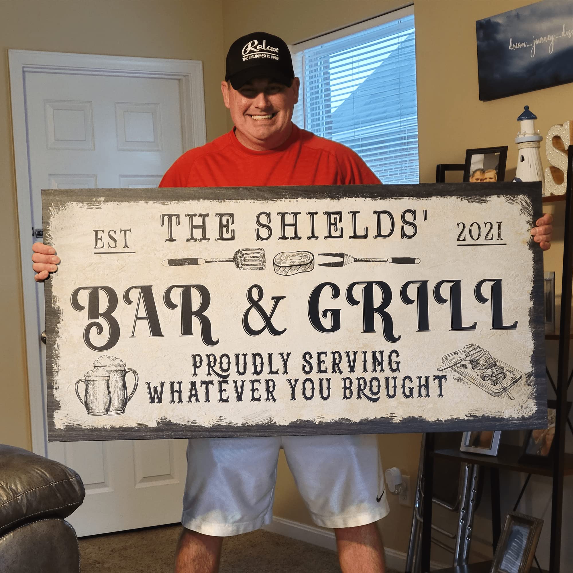 Custom Bar Sign Canvas Wall Art - Personalized Rustic Beer & Griller Decor for Man Cave, Kitchen, Pub & Diner - 60x30in Printable Home Decor | Perfect for Bars, Restaurants, and Home Entertaining Spaces