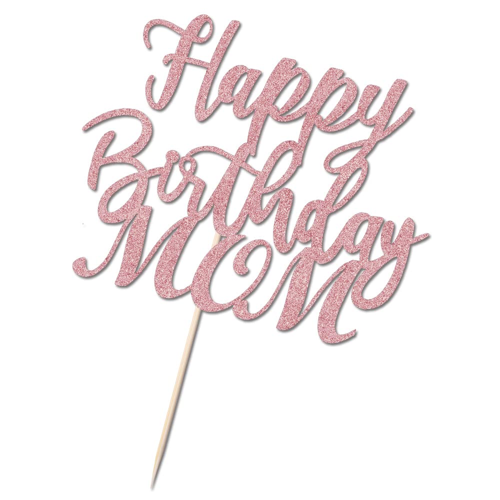 Rose Gold Happy Birthday Cake Topper for Mom - Mother's Day Party Decorations, Cake Decor for Mom's Birthday Celebration - Perfect for Mother's Day Parties, Baby Showers & Special Occasions