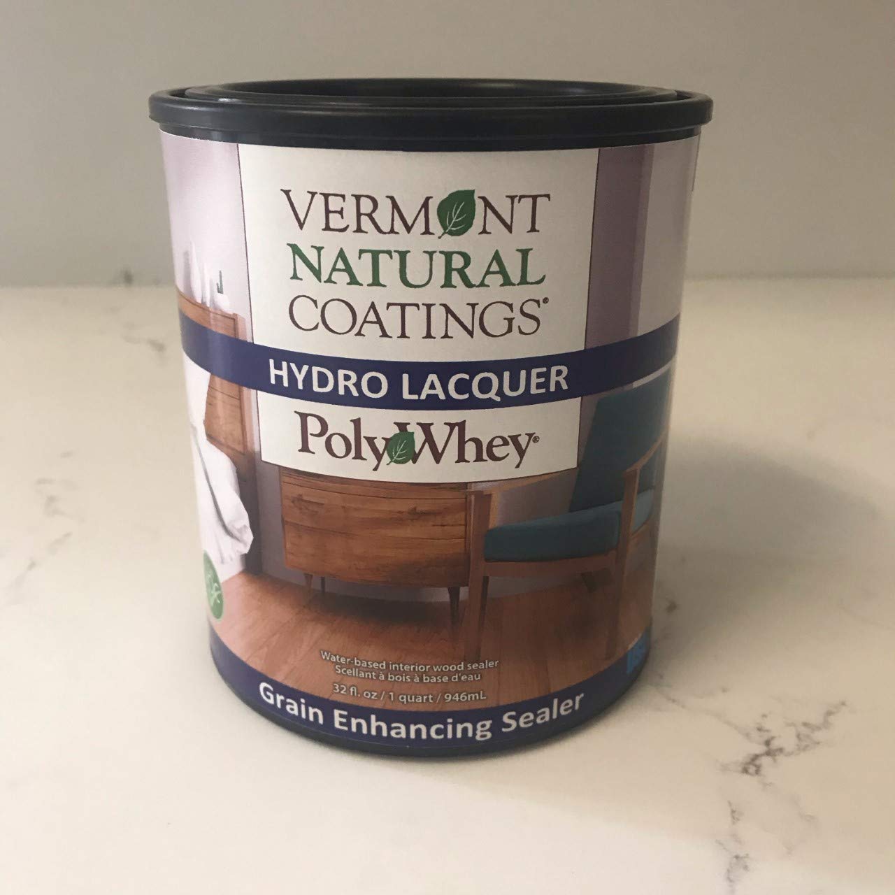 Vermont Natural Coatings PolyWhey Hydro Lacquer Reactive Wood Sealer - Quart (VNT-101313) | Eco-Friendly Water-Based Finish for Furniture, Cabinets & Floors | Indoor & Outdoor Wood Protection