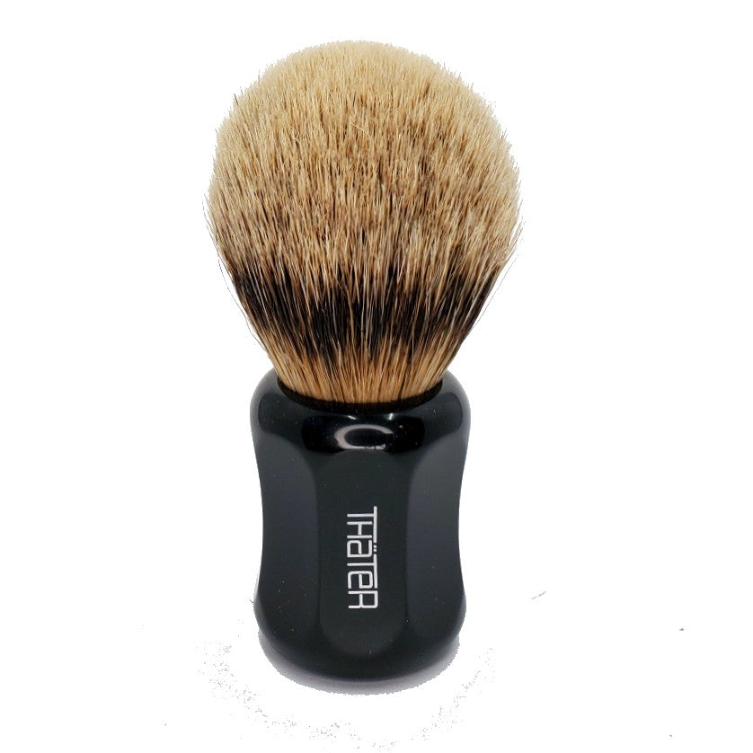 Heinrich L. Thater 4125/2 Premium Black Handle Shaving Brush with 3 Band Super Badger Knot - Perfect for Wet Shaving & Men's Grooming Routine