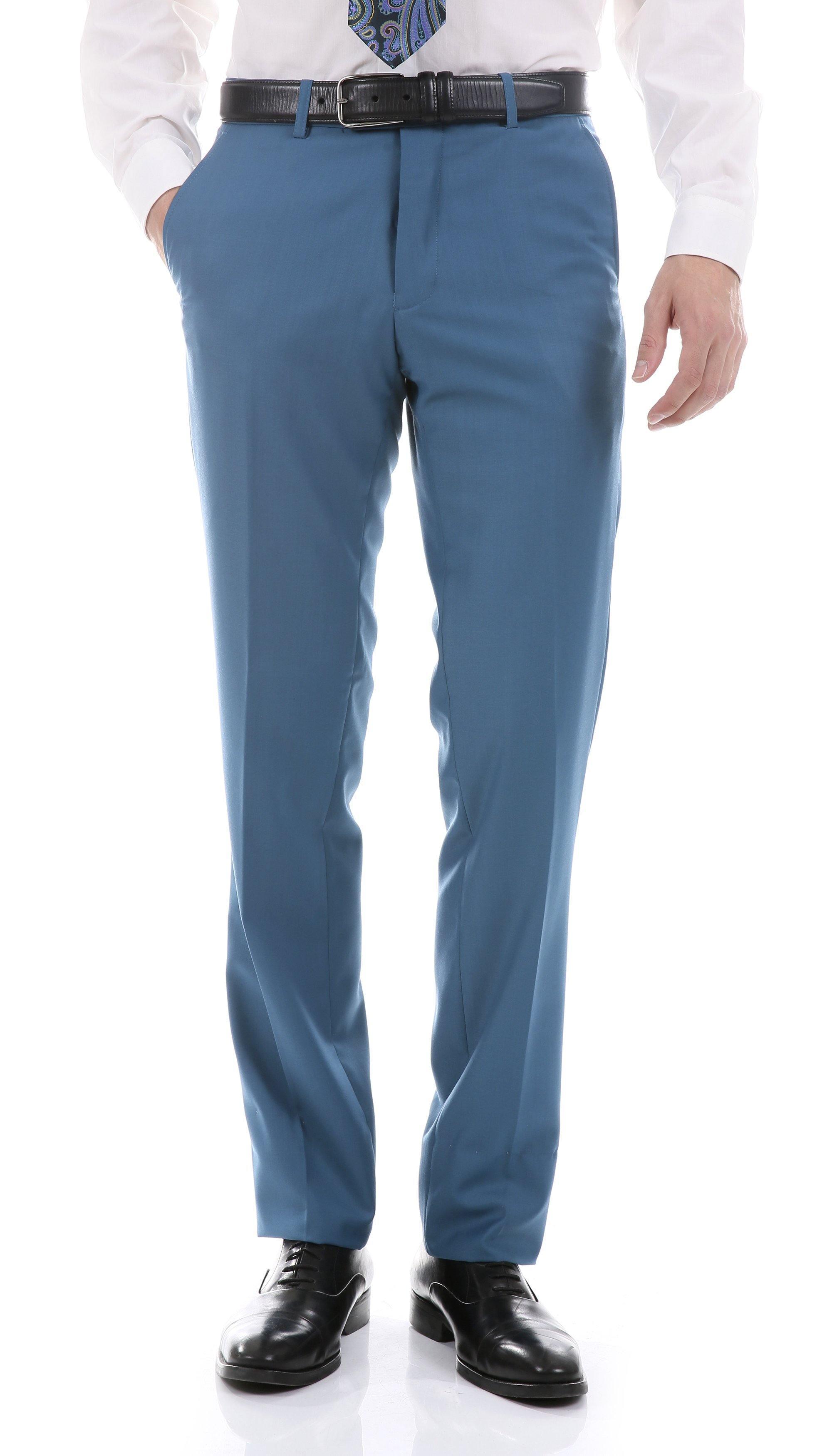 Oslo Collection Slim Fit 2-Piece Suit for Men - Teal Blue Business Formal Attire | Perfect for Weddings, Office Meetings & Special Occasions