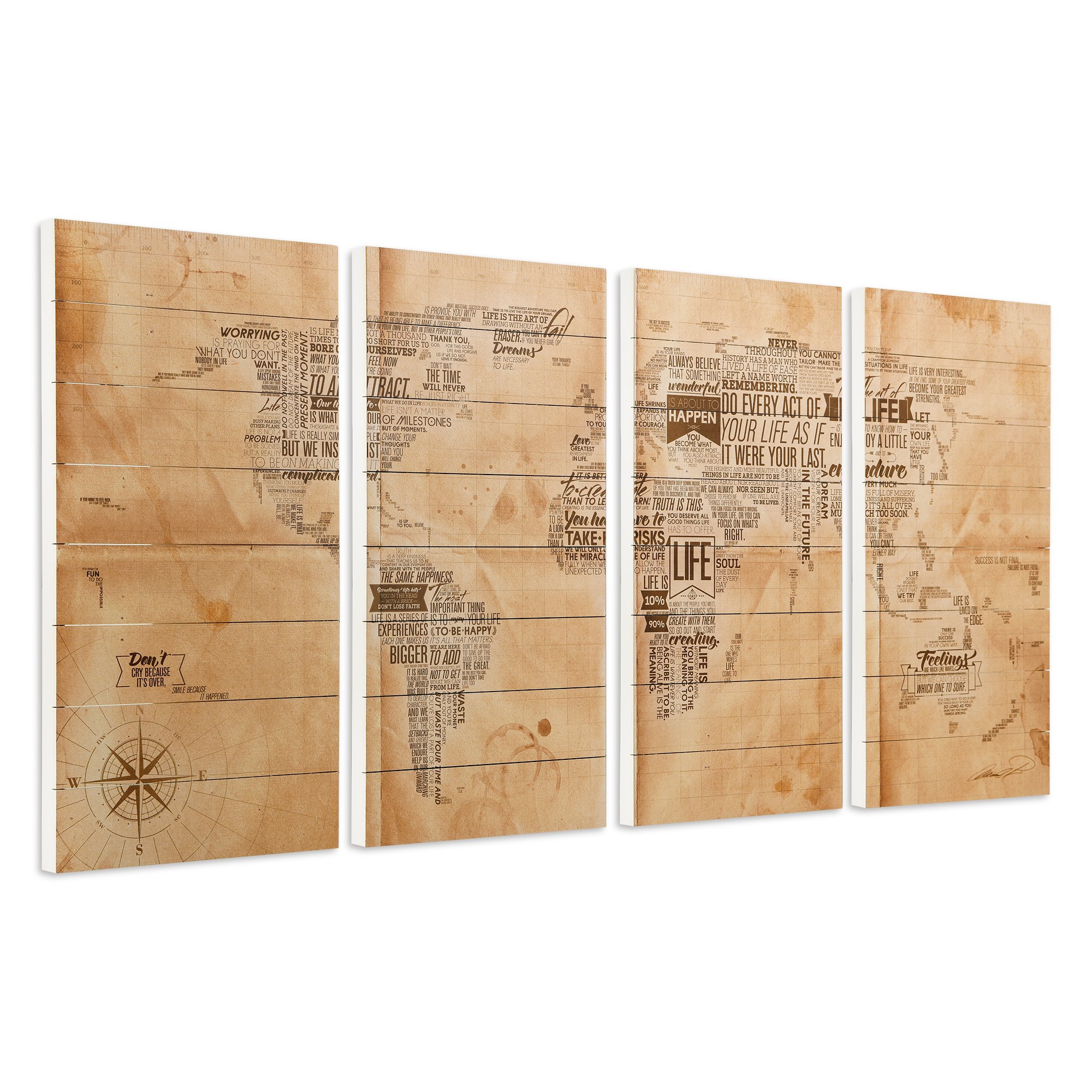Empire Art Direct World Map Fine Art Giclee Print on Solid Fir Wood Plank - Premium Graphic Wall Decor for Living Room, Office & Home
