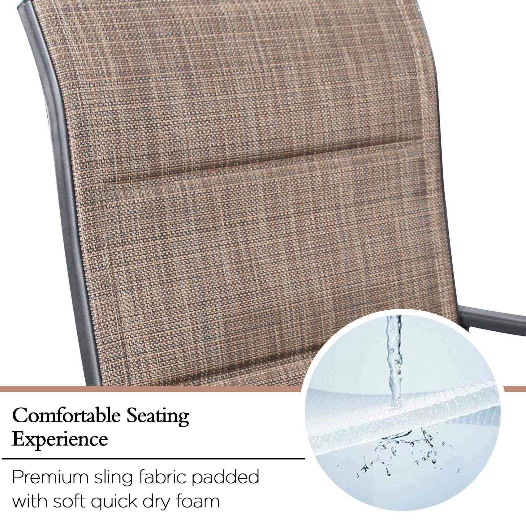Ulax 2-Pack Outdoor Swivel Bar Stools with Padded Seats - Waterproof Patio Bar Chairs for Backyard, Deck, Poolside & Garden - Comfortable Counter Height Stools for Outdoor Dining & Entertaining