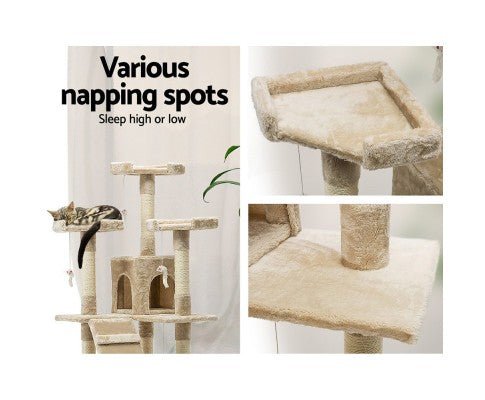 Premium 180cm Cat Tree Tower with Scratching Posts - 2 Stylish Colors for Large Cats - Perfect for Indoor Play, Climbing & Lounging in Living Rooms & Bedrooms
