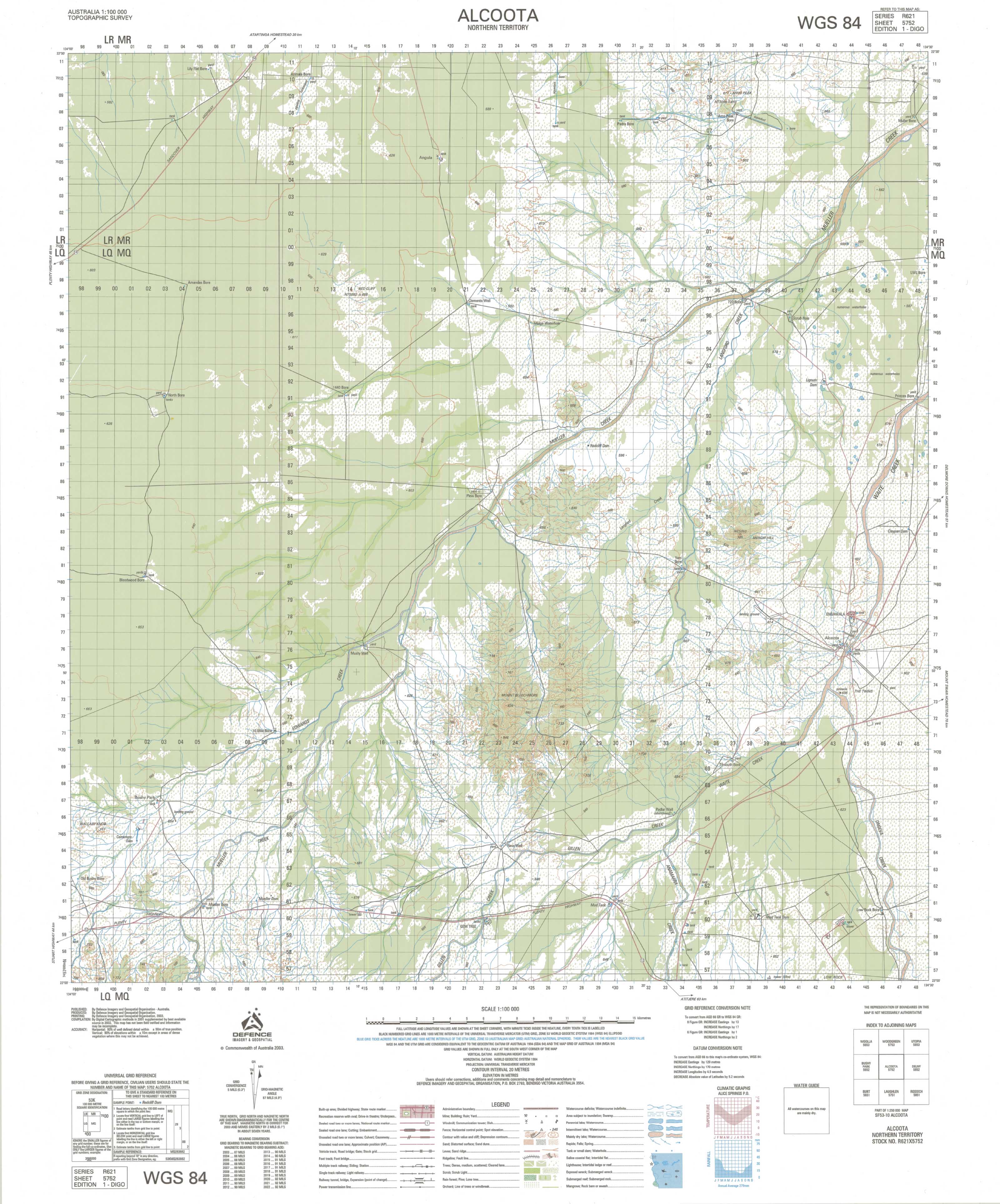 5752 Alcoota 1:100,000 Scale Topographic Map - Detailed Terrain Navigation for Hiking, Camping & Outdoor Exploration
