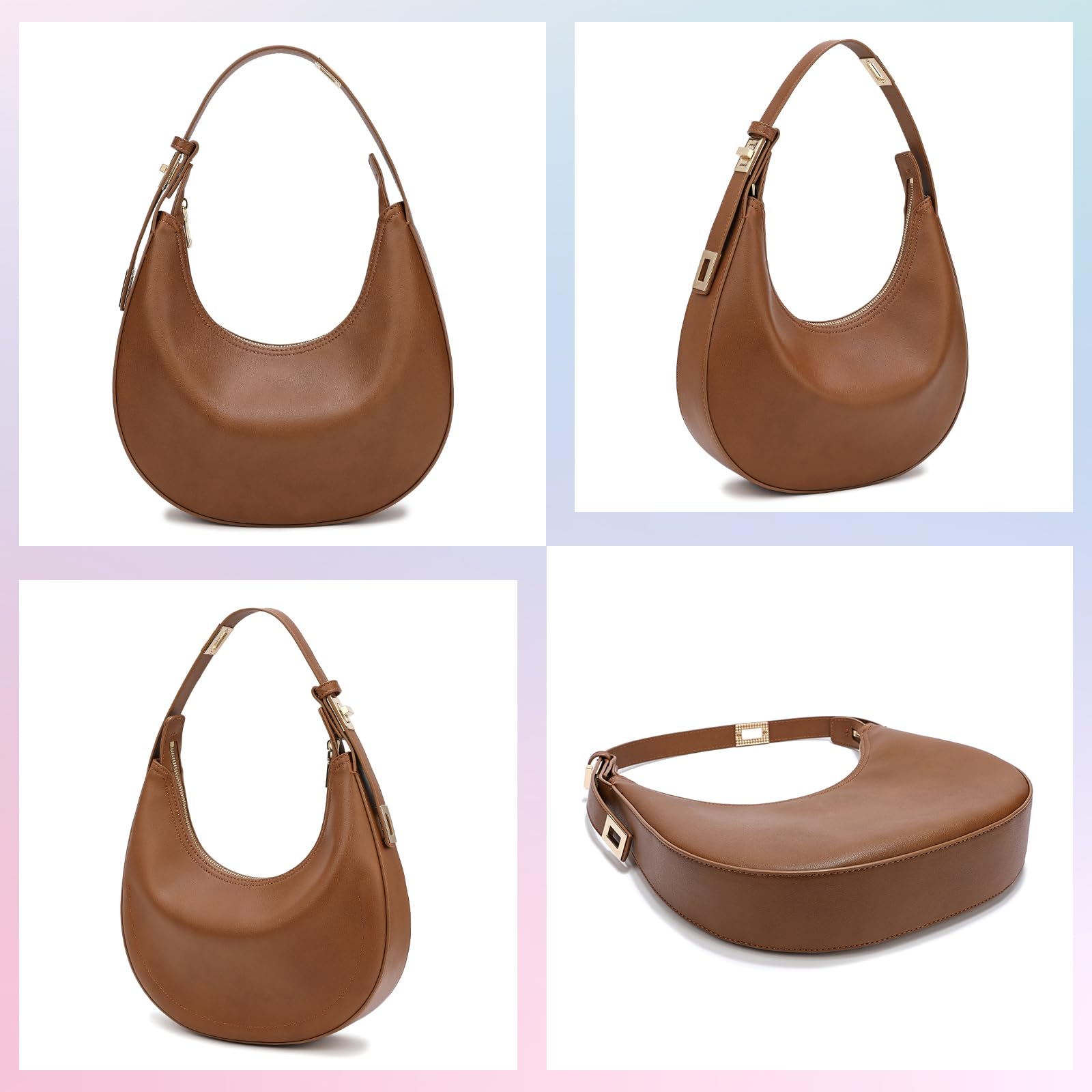 3-Way Adjustable Shoulder Handbag for Women - Waterproof Leather Crossbody Bag with Zip Closure, Hobo Purse & Clutch | Perfect for Work, Travel & Everyday Use