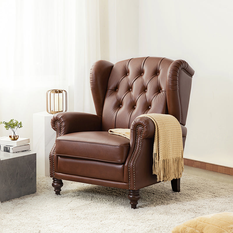 Premium Raquel Genuine Leather Armchair - Heavy Duty Solid Wood Frame - Luxury Living Room Seating for Home Office & Lounge Areas