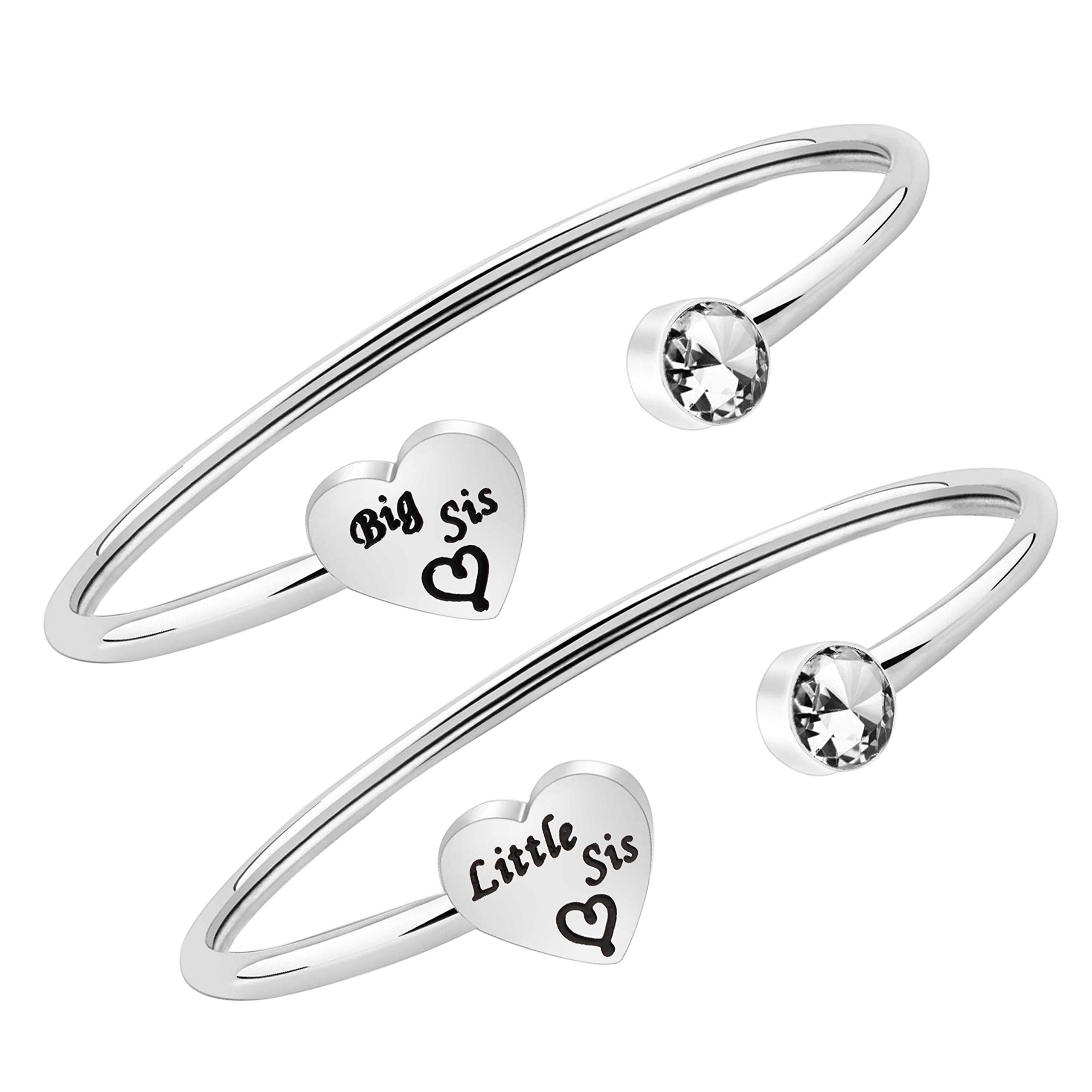 3 Sisters Bracelet Set - Big Sister Middle Sister Little Sister Cuff Bangle Bracelets - Sister Jewelry Gift for Family & Friends - Perfect for Birthdays, Anniversaries & Sister Bonding Moments