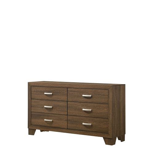 ACME Miquell 5-Drawer Oak Wood Dresser - Solid Wood Bedroom Storage Furniture for Clothes & Accessories | Perfect for Master Bedroom, Guest Room & Dorm Organization