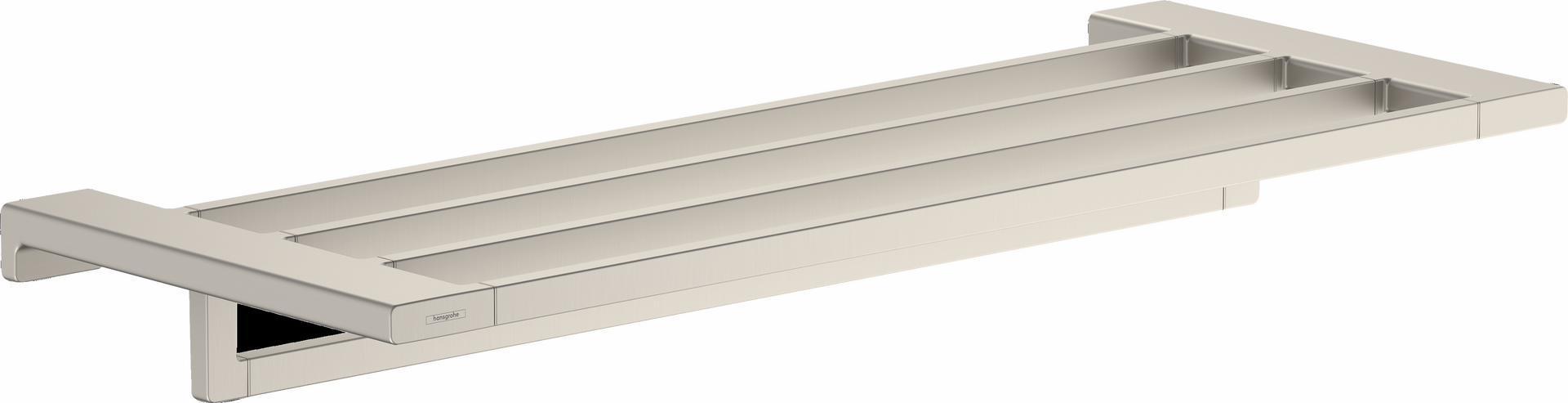 Hansgrohe AddStoris Shelf with Towel Bar in Brushed Nickel 41751820 - Perfect for Bathroom Storage and Organization