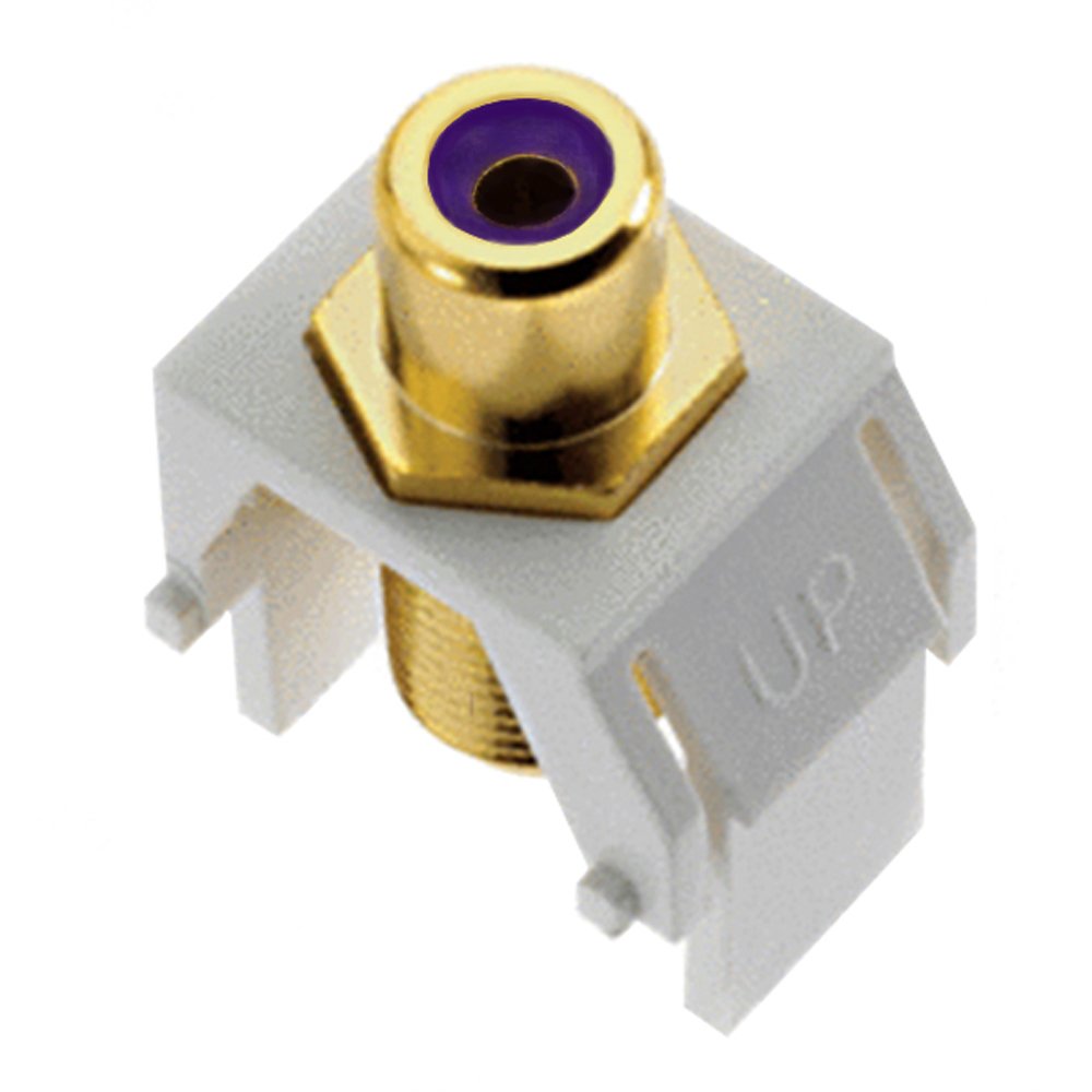 Legrand OnQ Purple RCA to F Connector Adapter - Standard RCA Front Jack & F-Type Coaxial Rear Jack - Compatible with All Keystone Wall Plates - White (WP3466WH) - Perfect for Home Theater Systems, Cable TV Connections and Audio/Video Signal Transmission