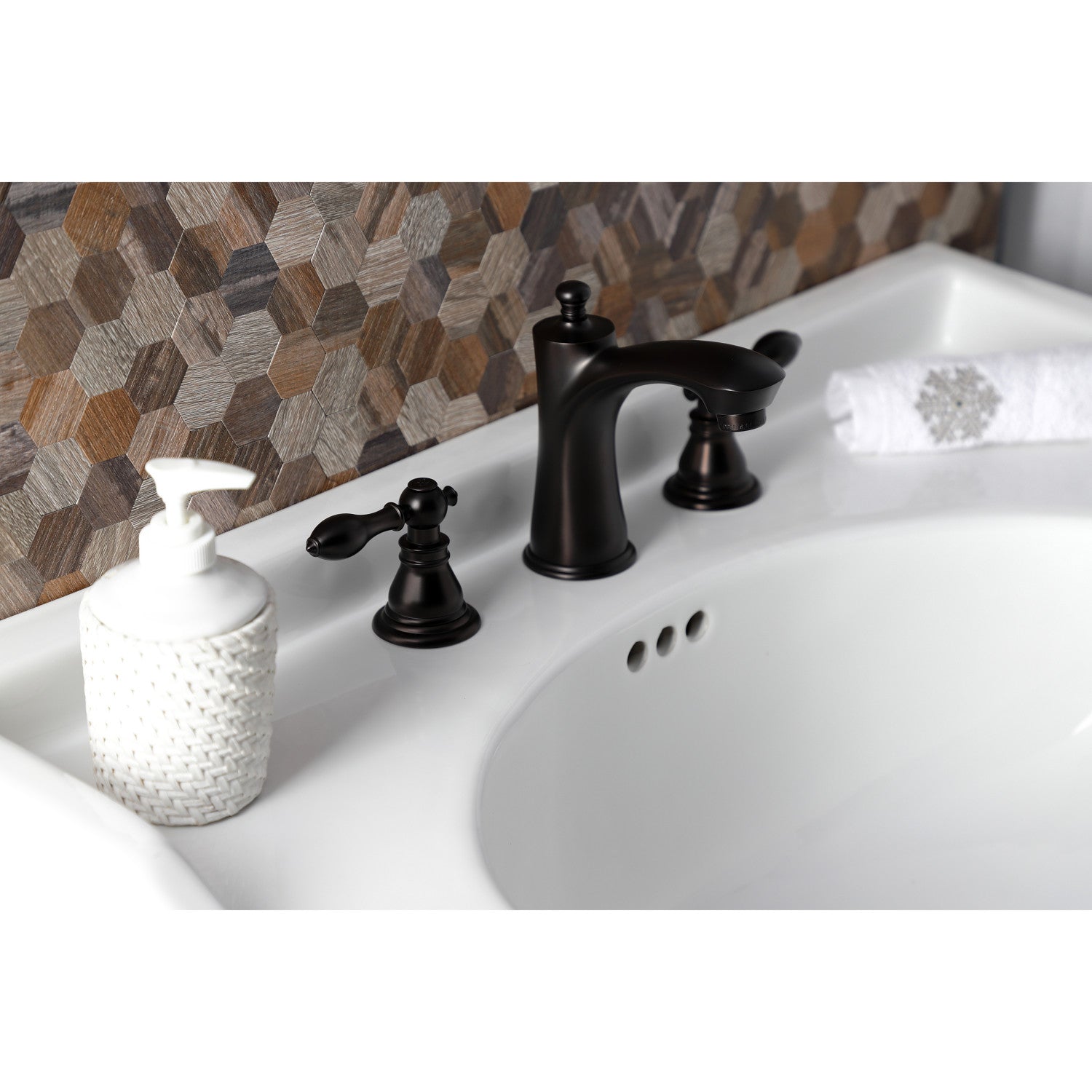 American Classic KB7965ACL Oil Rubbed Bronze Widespread Bathroom Faucet - 2 Handle 3 Hole Deck Mount with Pop Up Drain - Perfect for Modern Bathroom Vanities and Powder Rooms