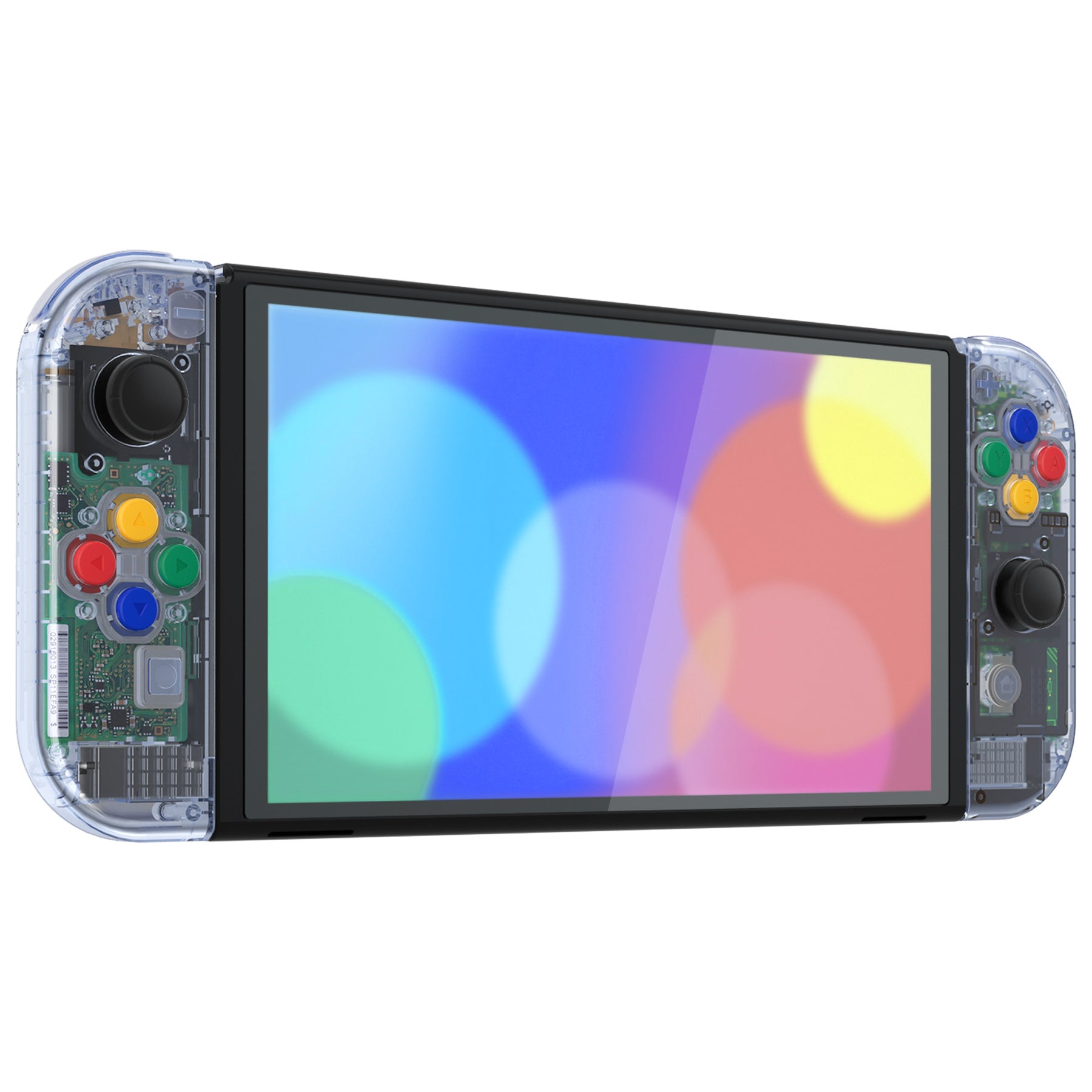 eXtremeRate Crystal Clear Glacier Blue Full Shell Set for Nintendo Switch OLED - Replacement Back Plate, Kickstand, Joycon Controller Housing & Buttons | Perfect for Gaming, Travel & Customization