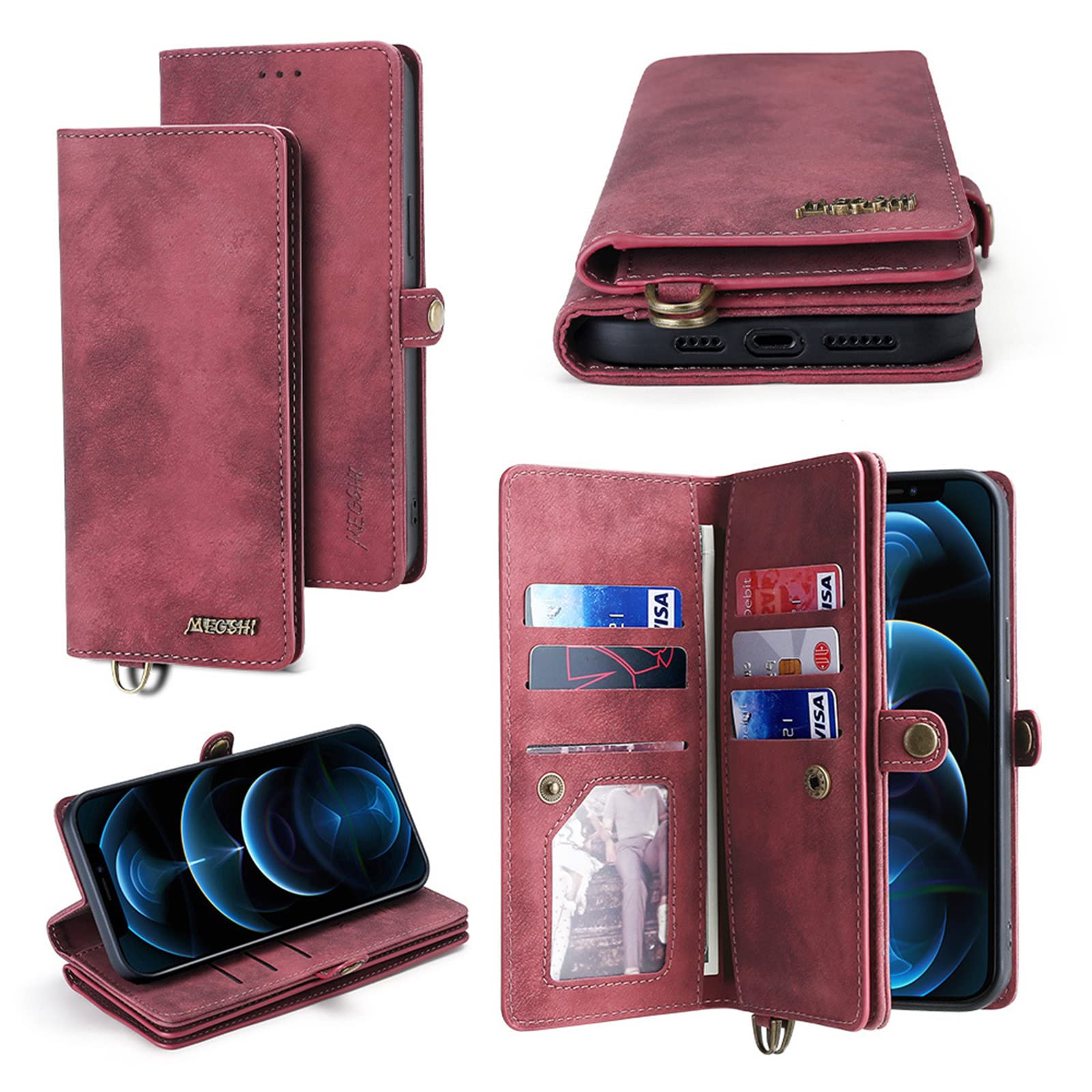Premium iPhone 13 Pro Max Wallet Case with Card Slots & Coin Pocket - Wireless Charging Compatible Flip Cover Phone Holder - Perfect for Everyday Use, Travel & Business Meetings