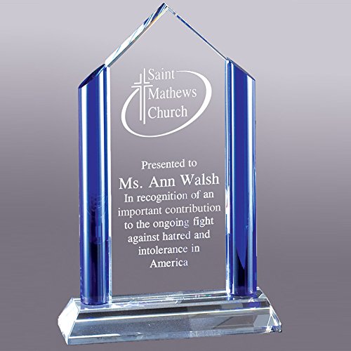 Customizable 9 Inch Blue Peak Optical Crystal Award Trophy - Personalized Engraved Corporate Awards, Employee Recognition Gifts - Perfect for Business Milestones, Sales Achievements & Retirement Ceremonies