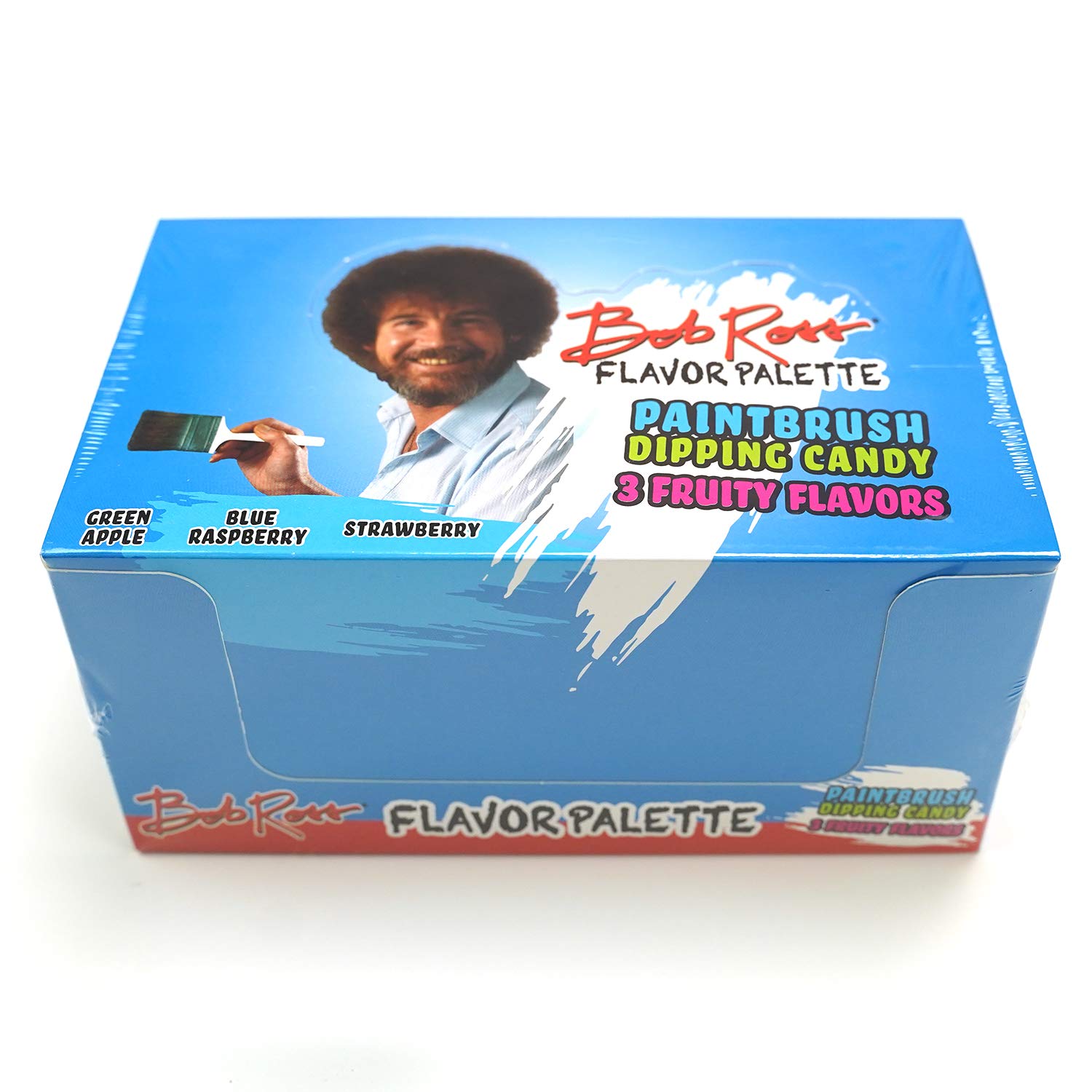 Bob Ross Flavor Palette - 18 Pack Paintbrush Dipping Candy with 3 Fruity Flavors (Strawberry, Blue Raspberry, Green Apple) - Includes 2 GosuToys Stickers - Perfect for Art-Themed Parties, Classroom Rewards & Creative Snacking