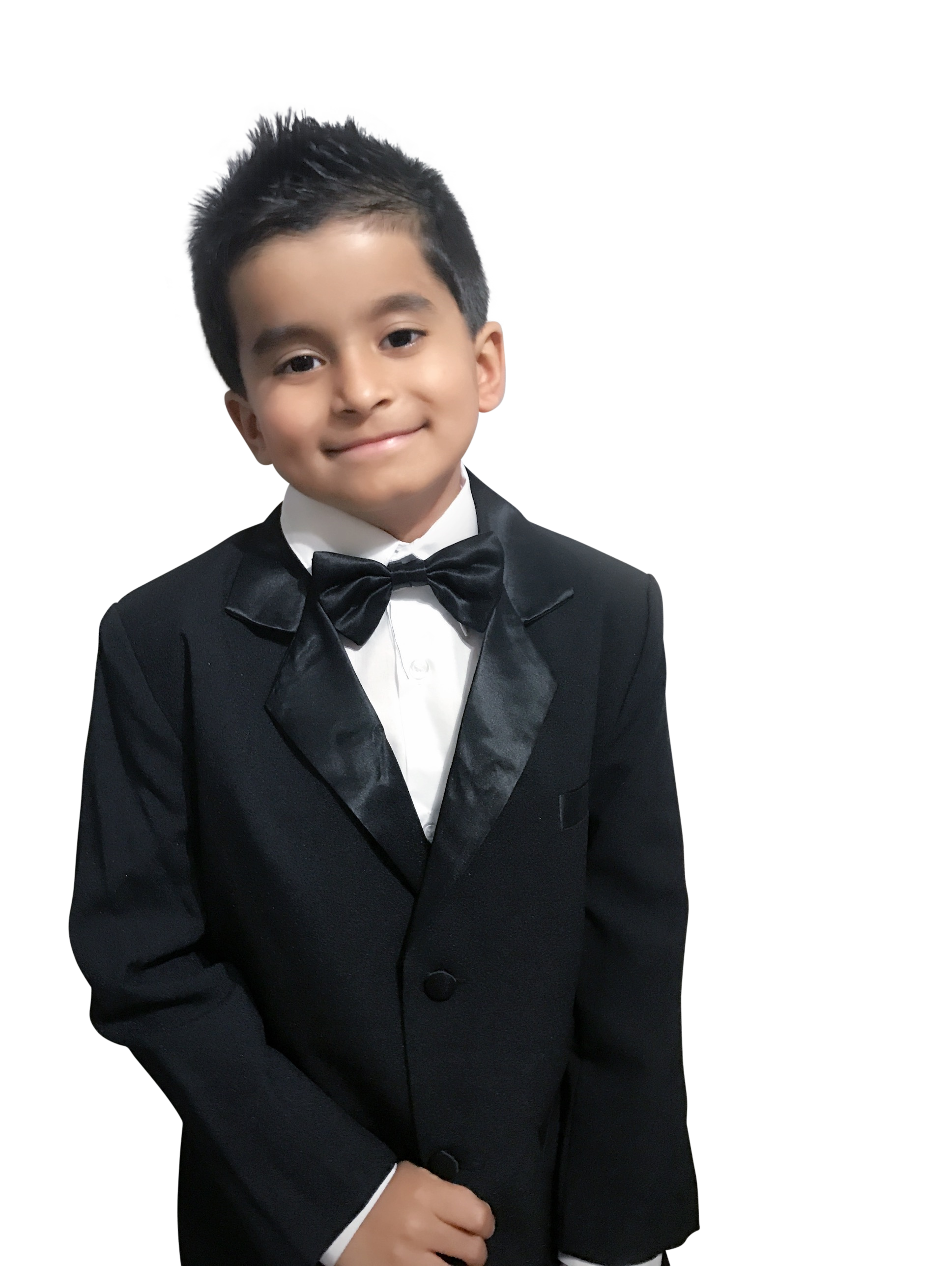 Boys Black Tuxedo Suit - Formal Wear for Weddings, Prom & Special Occasions | Classic Slim Fit Kids Suit with Shirt & Bow Tie