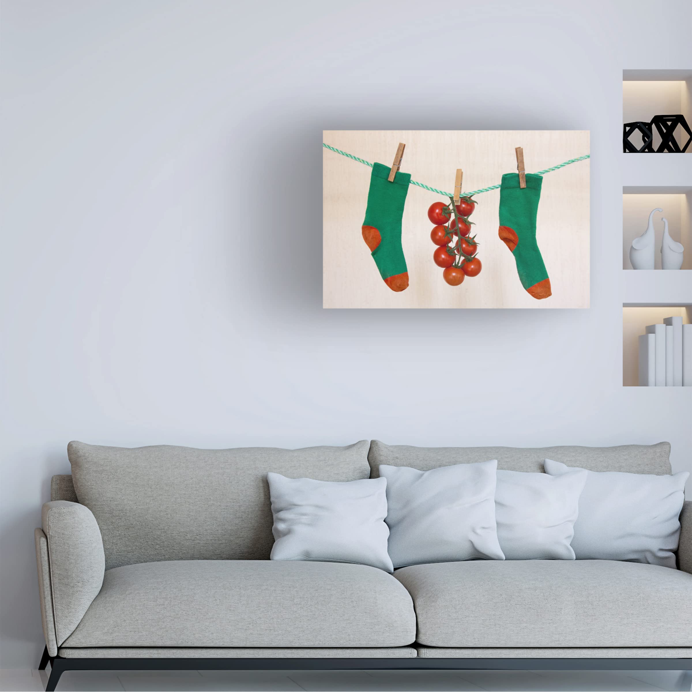 Trademark Fine Art 'Line Ripened Tomatoes' Canvas Wall Art by Jacqueline Hammer - Vibrant Kitchen Decor & Farmhouse Dining Room Painting