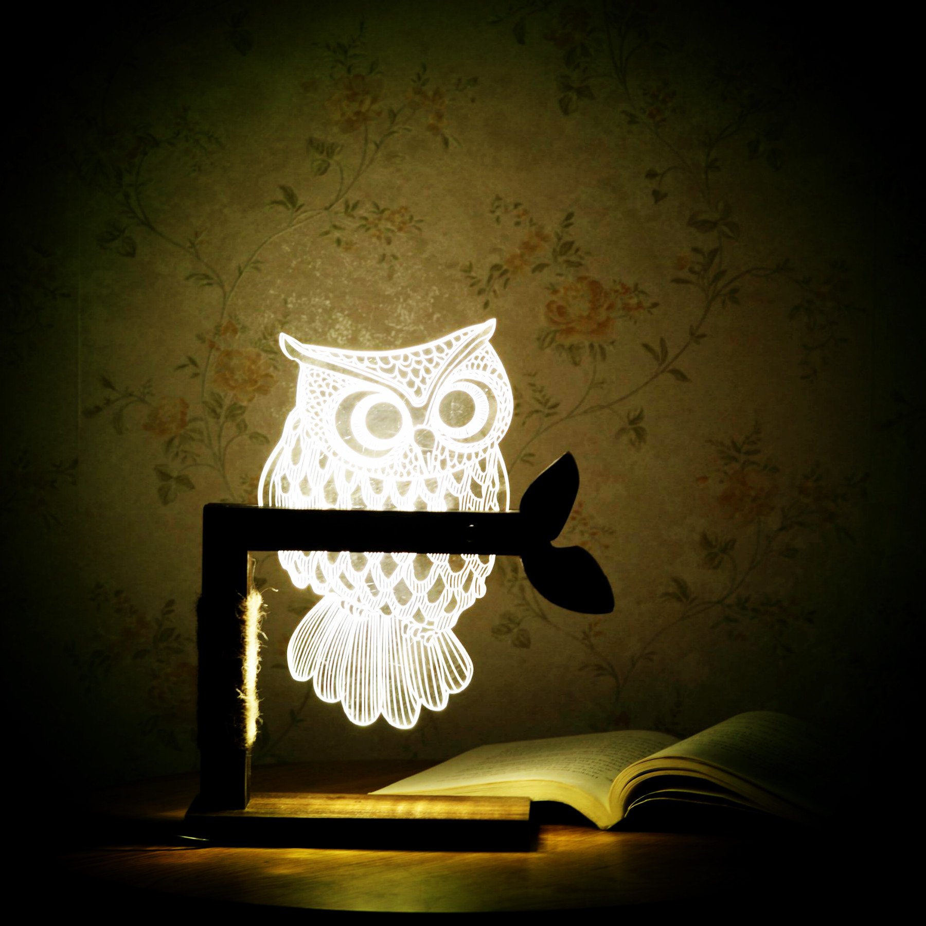 3D Owl Shape LED Desk Lamp - Romantic Home Night Light with US Plug (White) | Perfect for Bedroom, Nursery, Office & Gift Giving