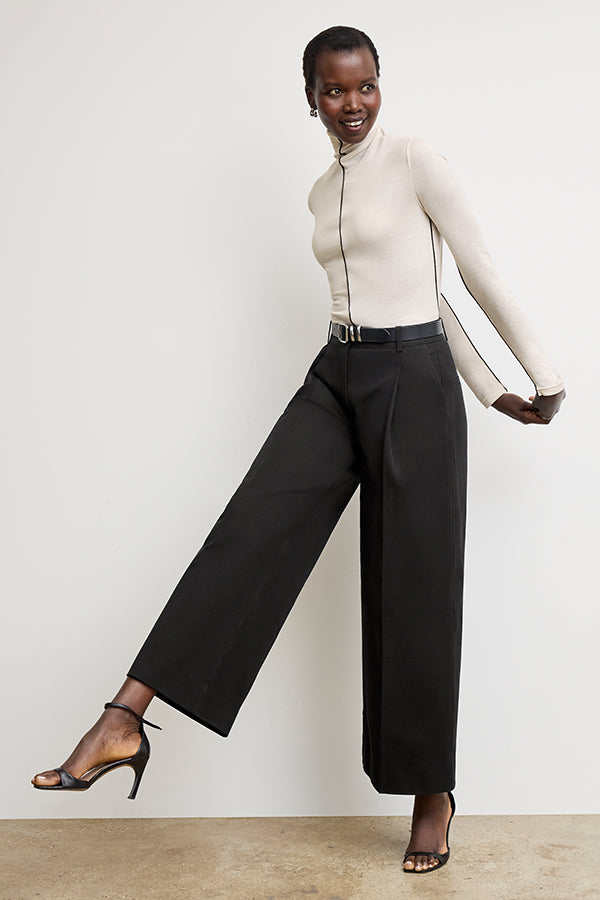 Harrison Wide Pleated Jeans for Women - High Waist Stretch Denim Pants - Comfortable & Stylish Black Jeans for Casual Wear, Work, and Everyday Outfits