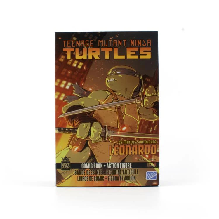 Teenage Mutant Ninja Turtles BST AXN Leonardo Version 2 Action Figure & Comic Book Set - Collectible Toy for TMNT Fans, Perfect for Display, Gifts, and Play