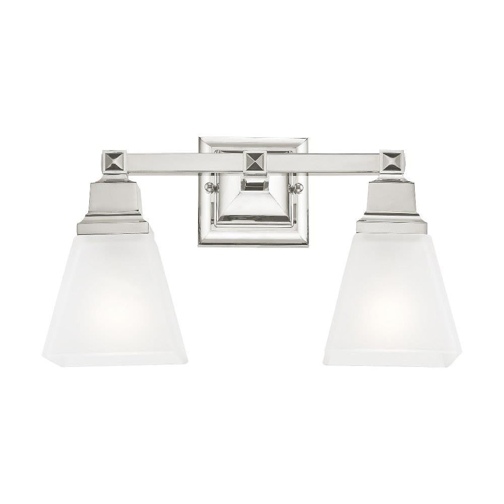 Livex Lighting 1032-35 Mission 2-Light Bathroom Vanity Light Fixture, Polished Nickel Finish, 15