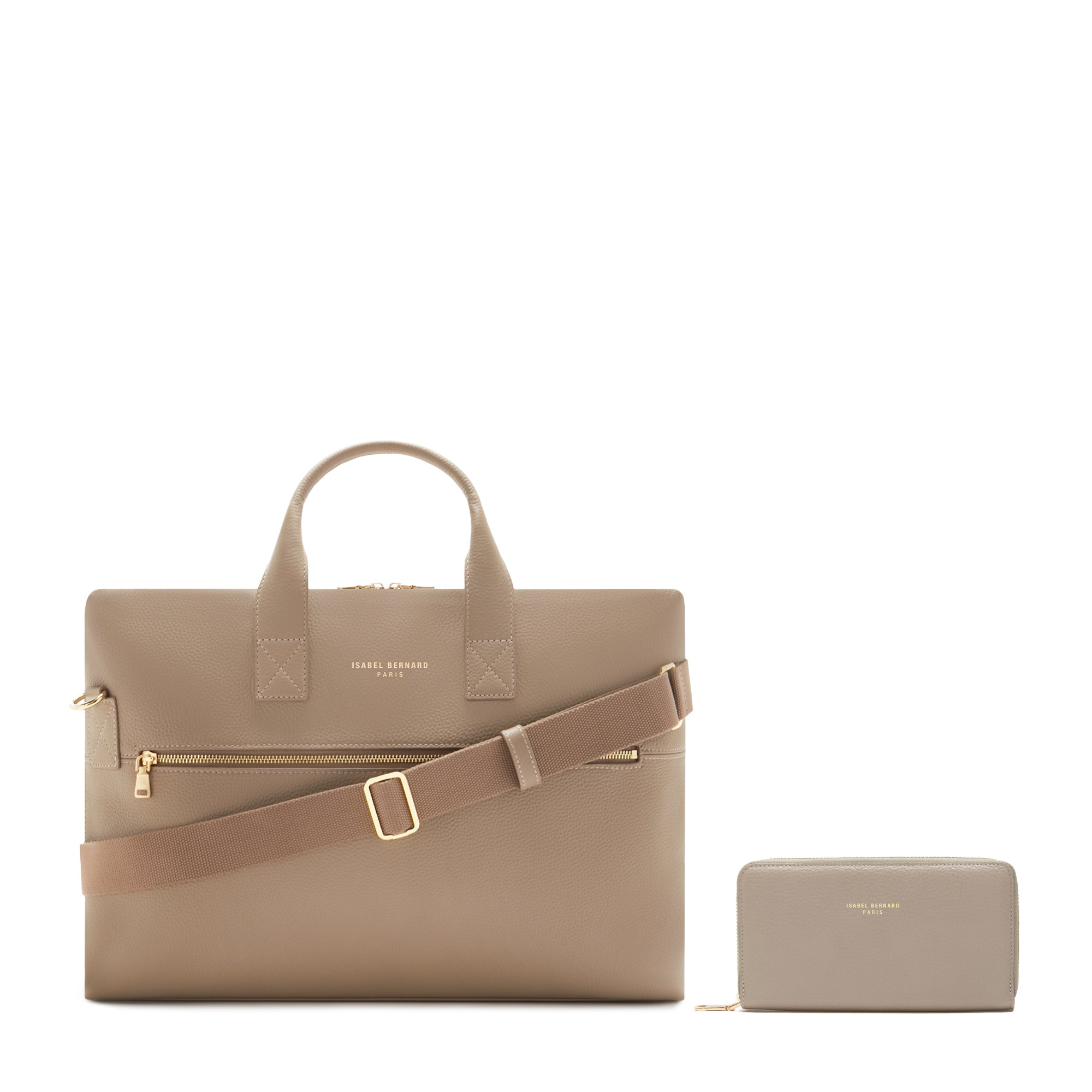 Isabel Taupe Calfskin Leather Handbag and Wallet Set for Women | Luxury Designer Purse with Matching Wallet | Perfect for Work, Travel, and Everyday Use