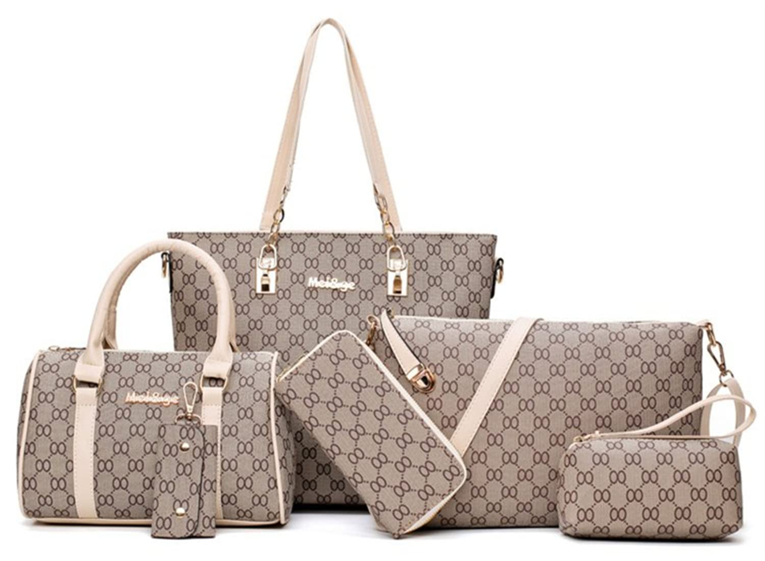 HANDAFA Women's 6-Piece Handbag Set - Tote, Satchel & Shoulder Purse Collection | Perfect for Work, Travel & Everyday Use
