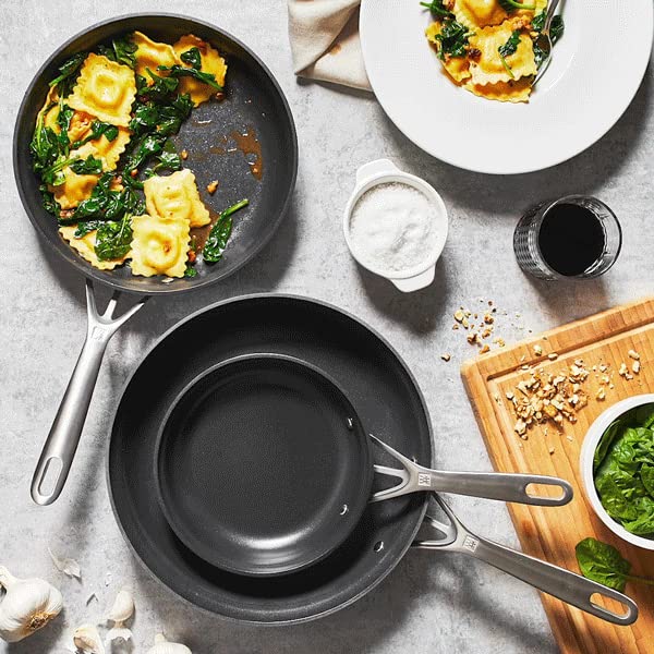 ZWILLING Motion Hard Anodized 3-Piece Nonstick Fry Pan Set - Durable Aluminum Cookware for Sautéing, Frying & Cooking Perfect Meals at Home