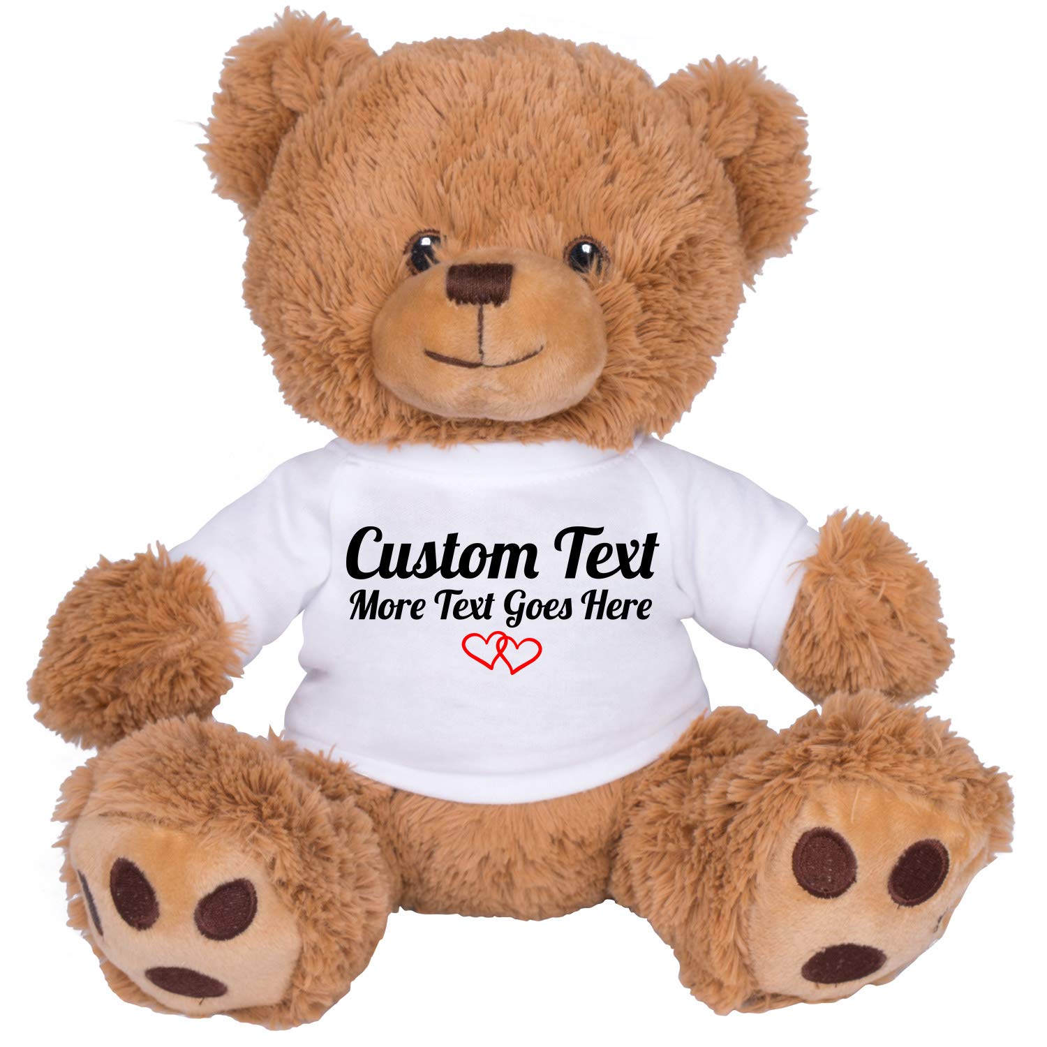 Custom Teddy Bear 8 Inch with Personalized Text - Brown Stuffed Animal in White Shirt | Unique Gift for Anniversary, Graduation, Christmas | Perfect for Couples, Kids & Special Occasions