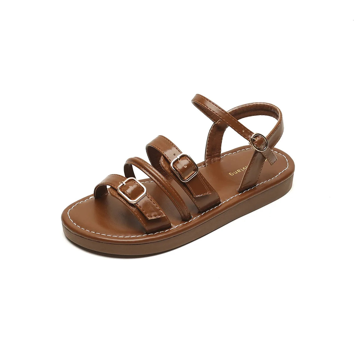 2024 New Summer Women's Outdoor Sandals - Roman Style Fashion Leather Work Shoes - Ladies Casual Flat Shoes Size 41-43 - Perfect for Beach, Vacation & Daily Wear