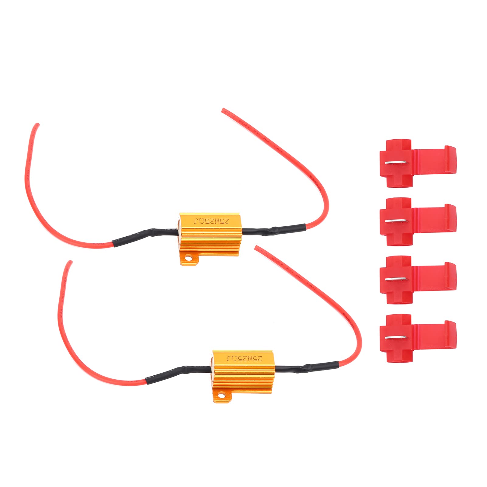 2PCS 25W LED Decoder with 4PCS Buckles, 25Ω Lamp Load Resistor - Error Free Metal & ABS Decoder for Car Headlight & DRL - Eliminate Flickering & Hyper Flash for BMW, Audi, Mercedes, Toyota, Honda