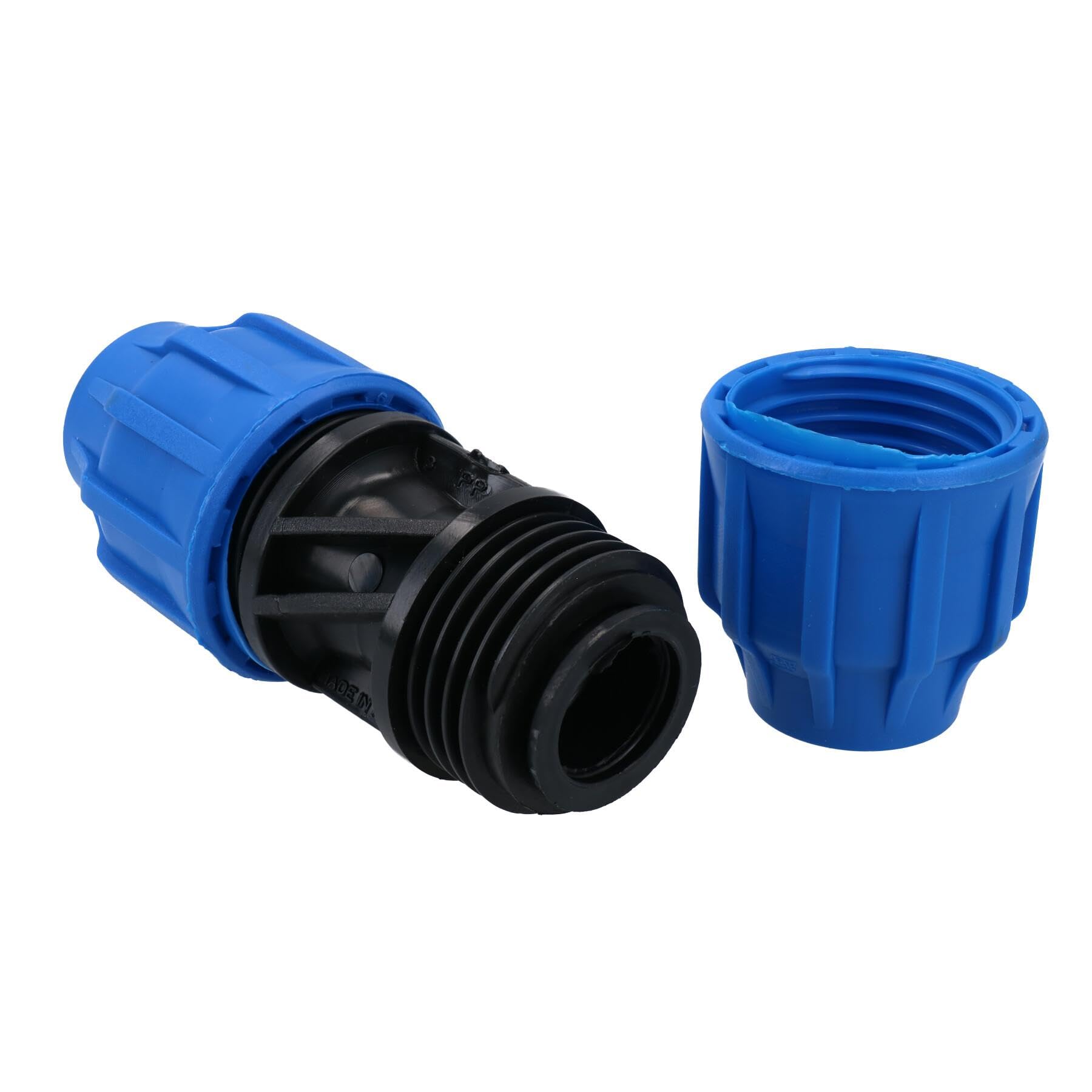 20 x 20mm MDPE Straight Pipe Compression Fitting Coupling Connector - 10 Pack - for Water Supply, Irrigation & Plumbing Systems