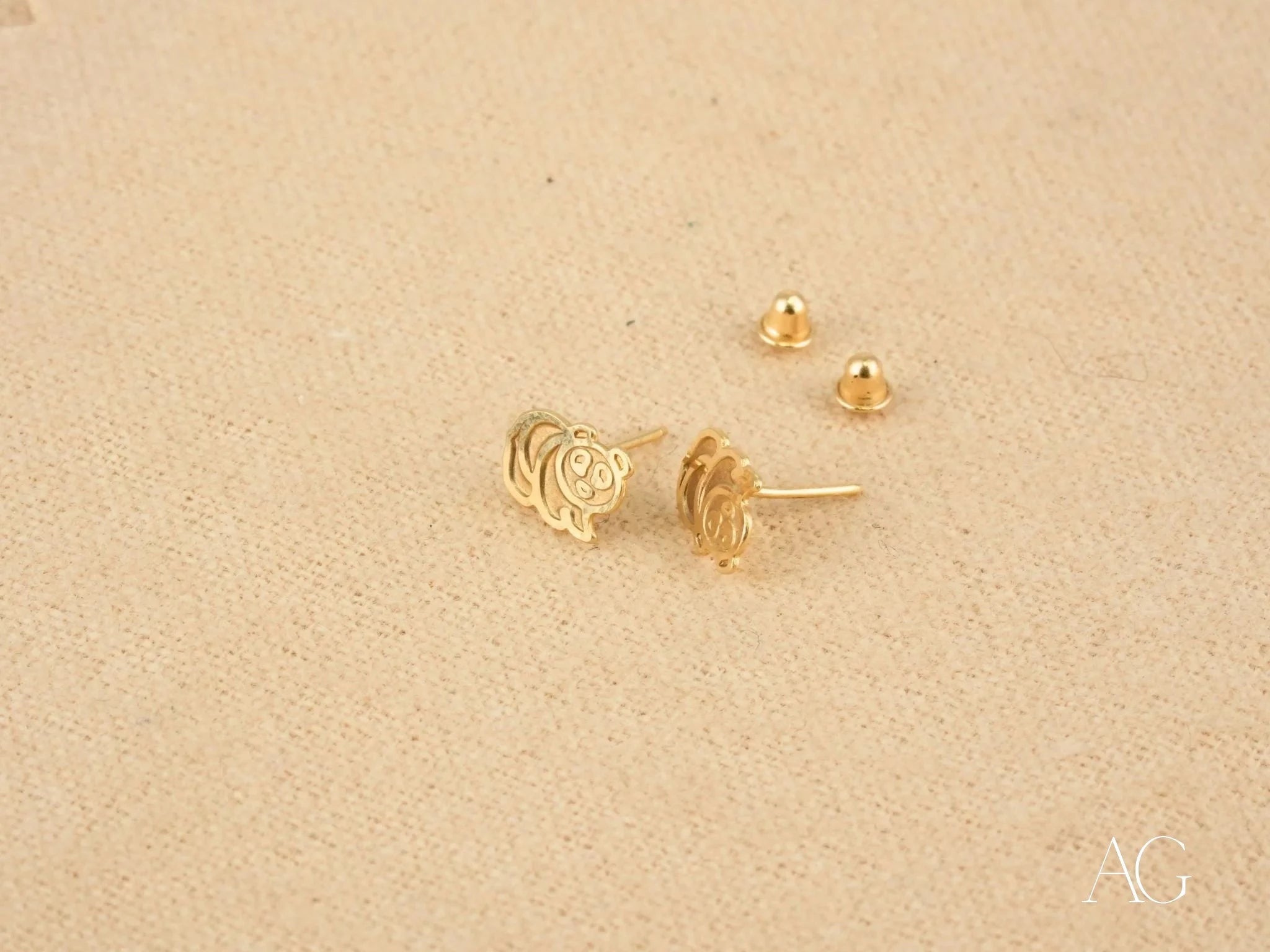Playful Piglet Stud Earrings - 18K Gold Plated Cute Animal Jewelry for Women - Perfect Gift for Animal Lovers, Birthday & Everyday Wear