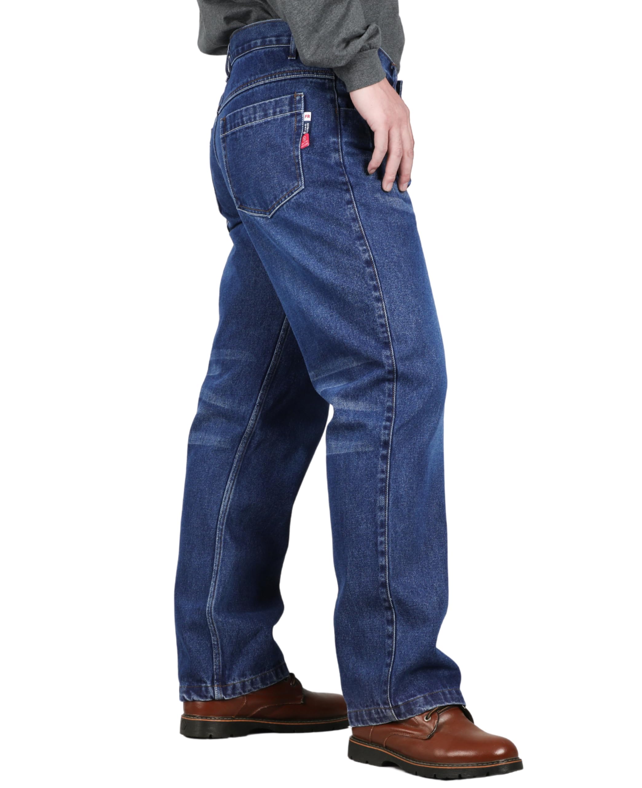 BOCOMAL FR Pants for Men - Flame Resistant Work Jeans 14oz Heavy Duty Washed Denim - Perfect for Construction, Welding & Industrial Safety Workwear