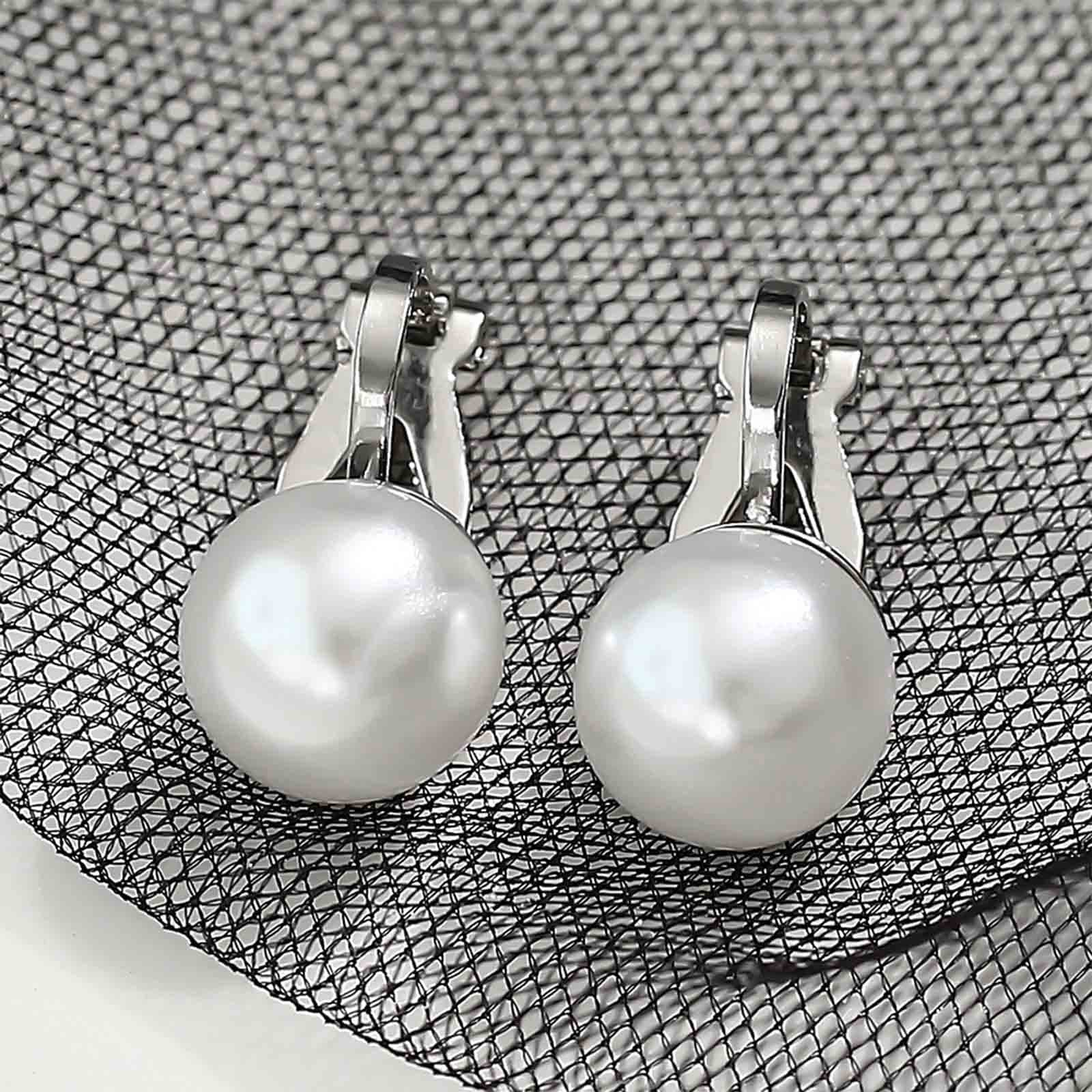 Boho Pearl Stud Earrings for Women - Silver Pearl Wrap Vintage Clip-On Earrings (No Piercing) | Perfect for Weddings, Parties & Everyday Wear