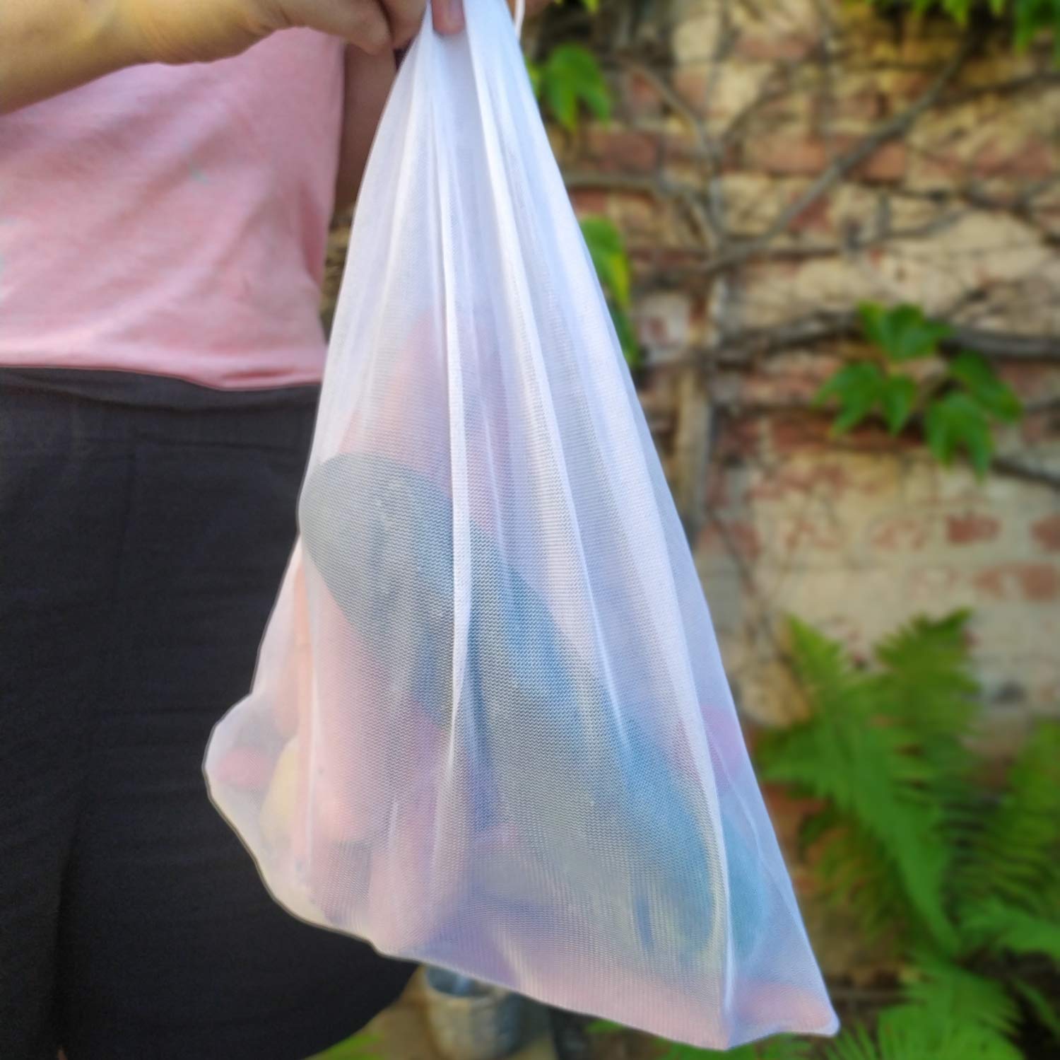 Eco-Friendly Reusable Fruit & Vegetable Grocery Bags Set of 5 - Washable Mesh Produce Bags for Farmers Market, Grocery Shopping & Food Storage
