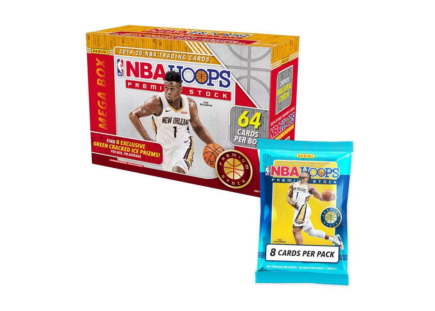2020 NBA Hoops Premium Stock Basketball Trading Cards Mega Box - 100+ Collectible Cards for Fans, Investors & Trading Card Game Enthusiasts - Perfect for Sports Memorabilia Collections, Gifts & Competitive Play